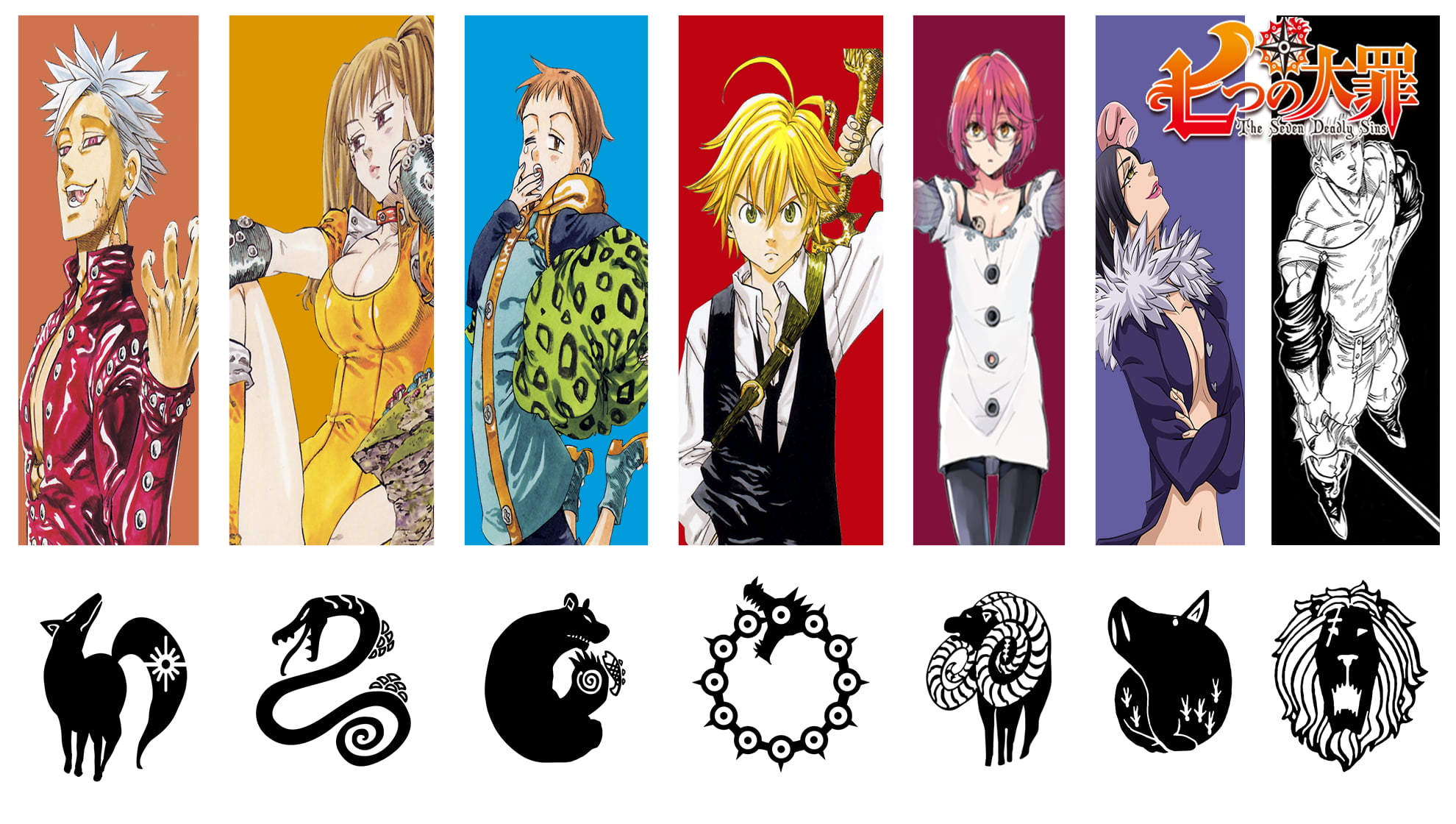 Seven Deadly Sins anime wallpaper, Nanatsu no Taizai, colorful