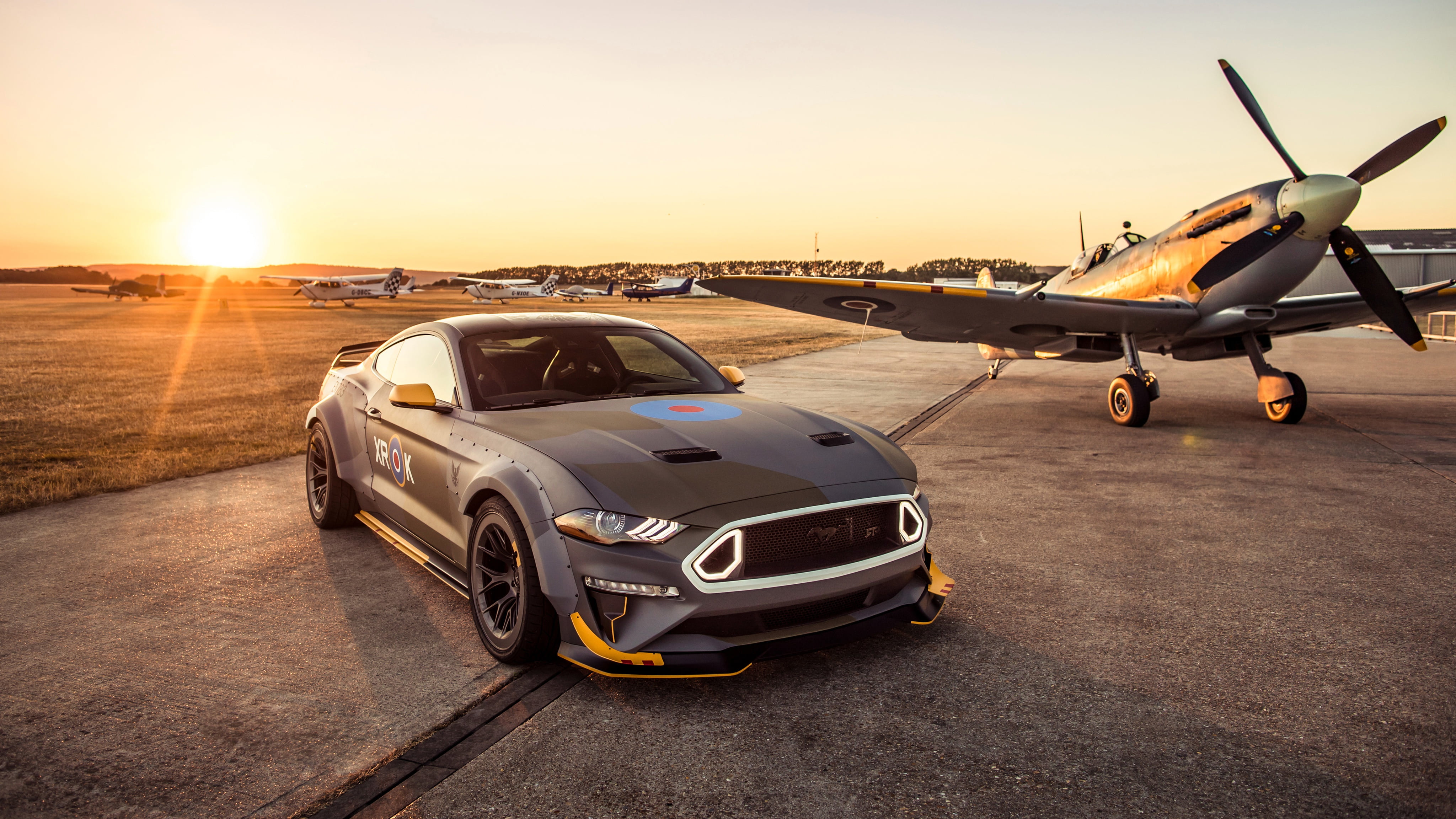 sunset, Ford, RTR, 2018, Mustang GT, Eagle Squadron
