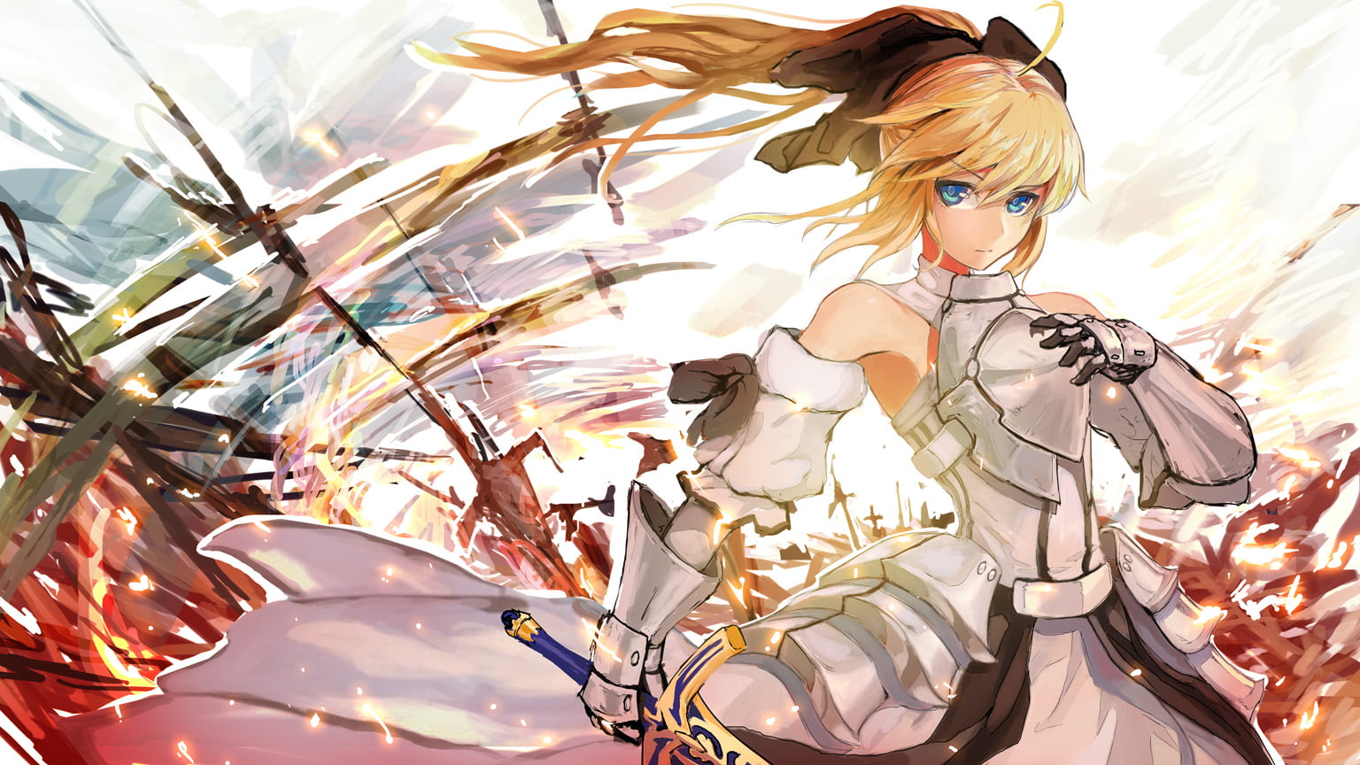 anime girls, digital art, artwork, blonde, Fate series, Fate/Unlimited Codes