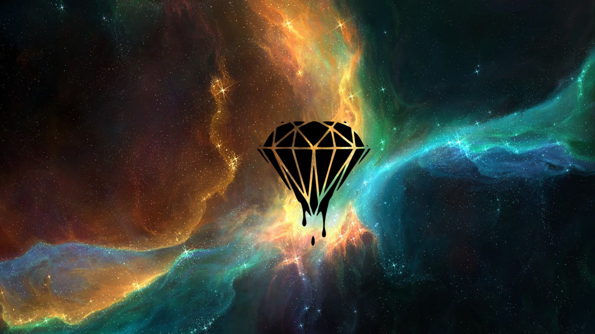 black diamond illustration, space, TylerCreatesWorlds, diamonds