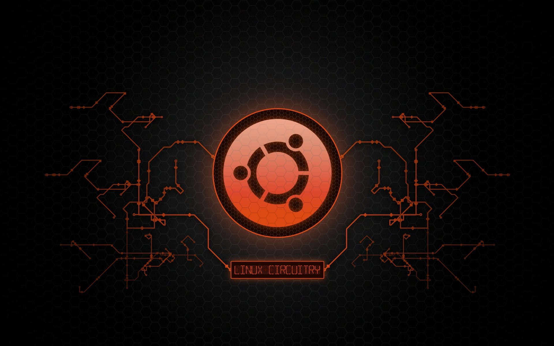 Technology, Ubuntu, Black, Circuit, Hexagon, Linux, Logo, Operating System