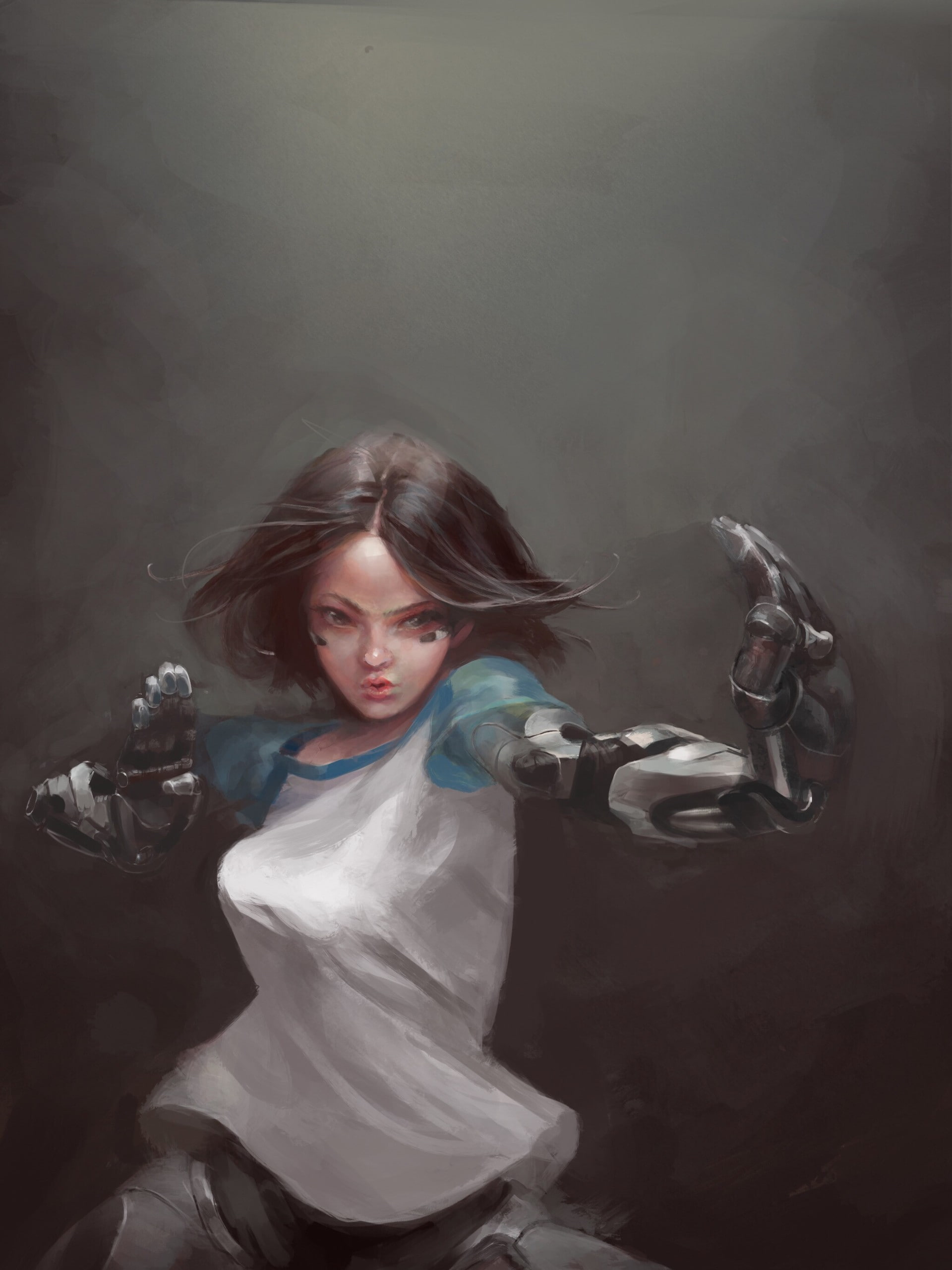 Alita, Alita: Battle Angel, women, cyborg, cyberpunk, artwork