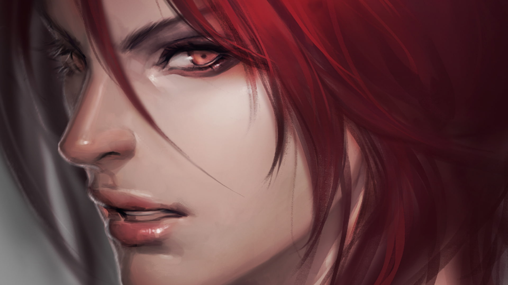 girl, face, red, lol, League of Legends, katarina, sinister blade