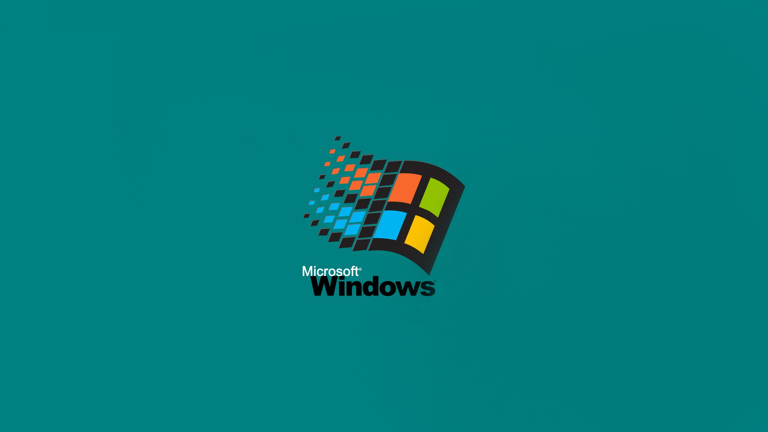 Microsoft Windows 95 logo, copy space, no people, text, blue