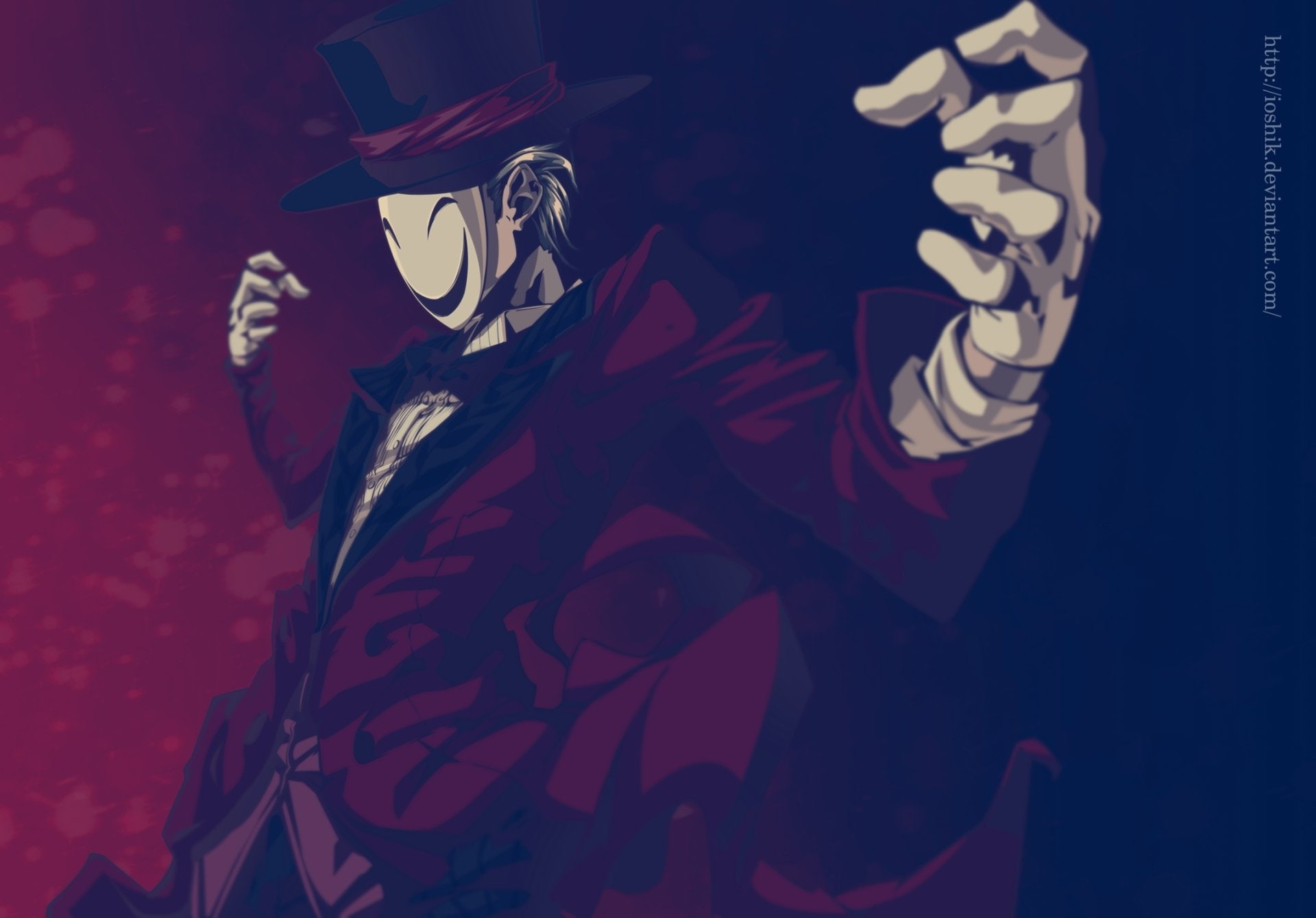 red top hat with white mask male character wallpaper, Anime, Black Bullet