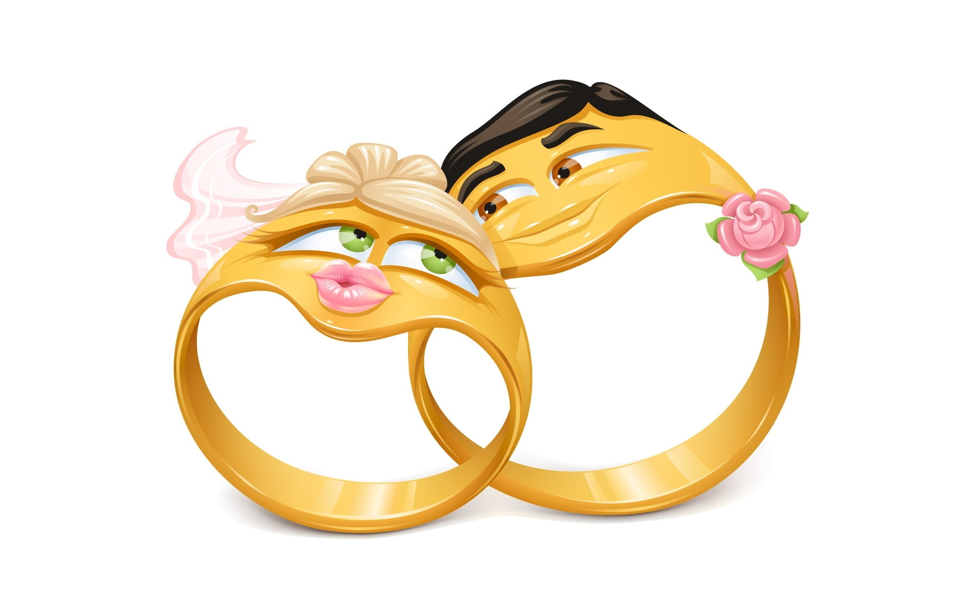 Wedding Rings, man and woman gold-colored couple ring illustration