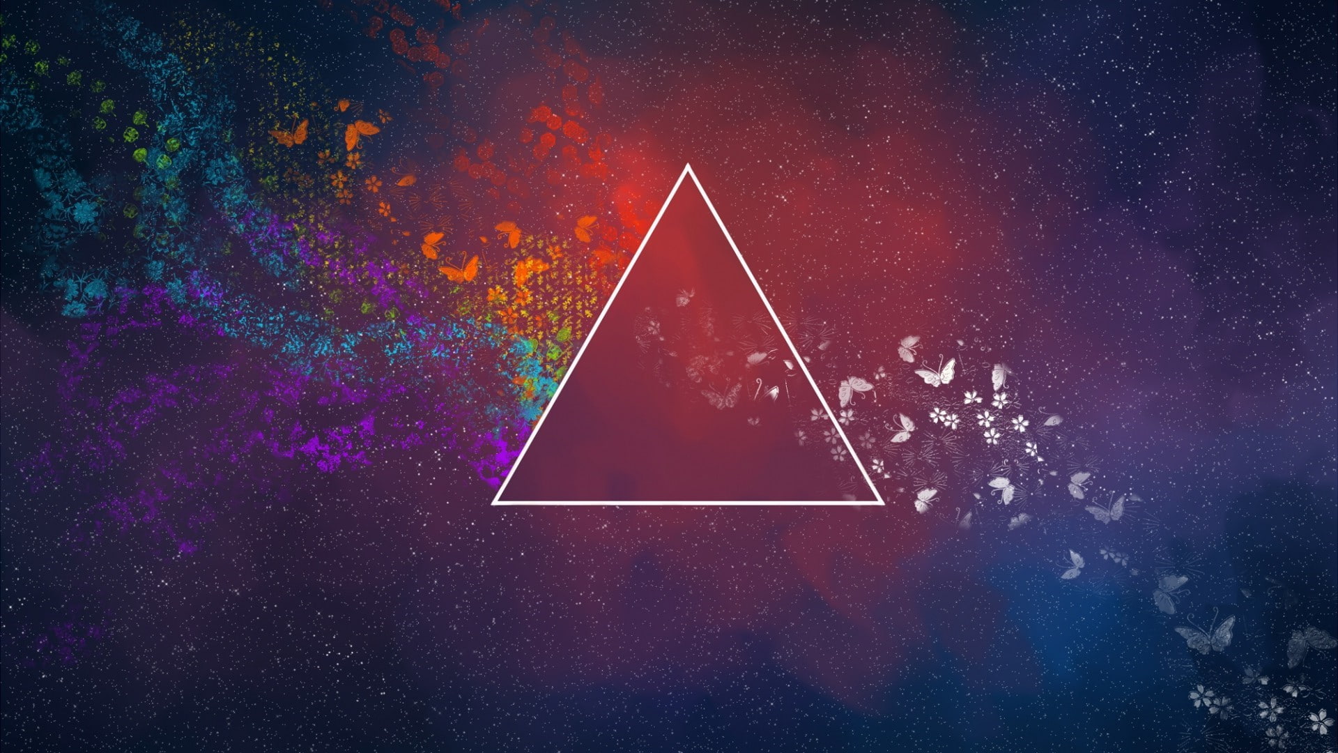 abstract triangle flowers pink floyd the dark side of the moon