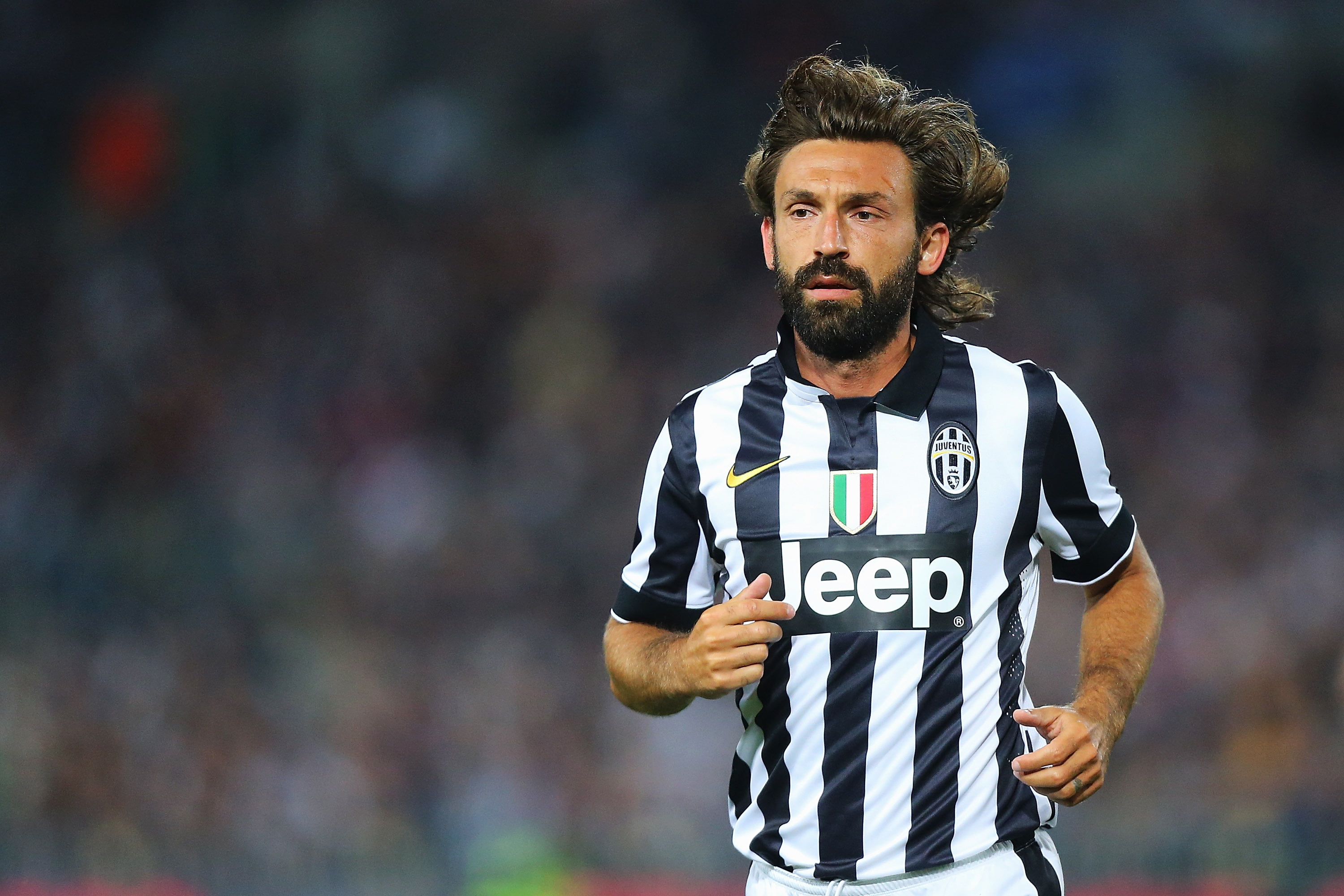 black and white soccer jersey, pirlo, juventus, football player