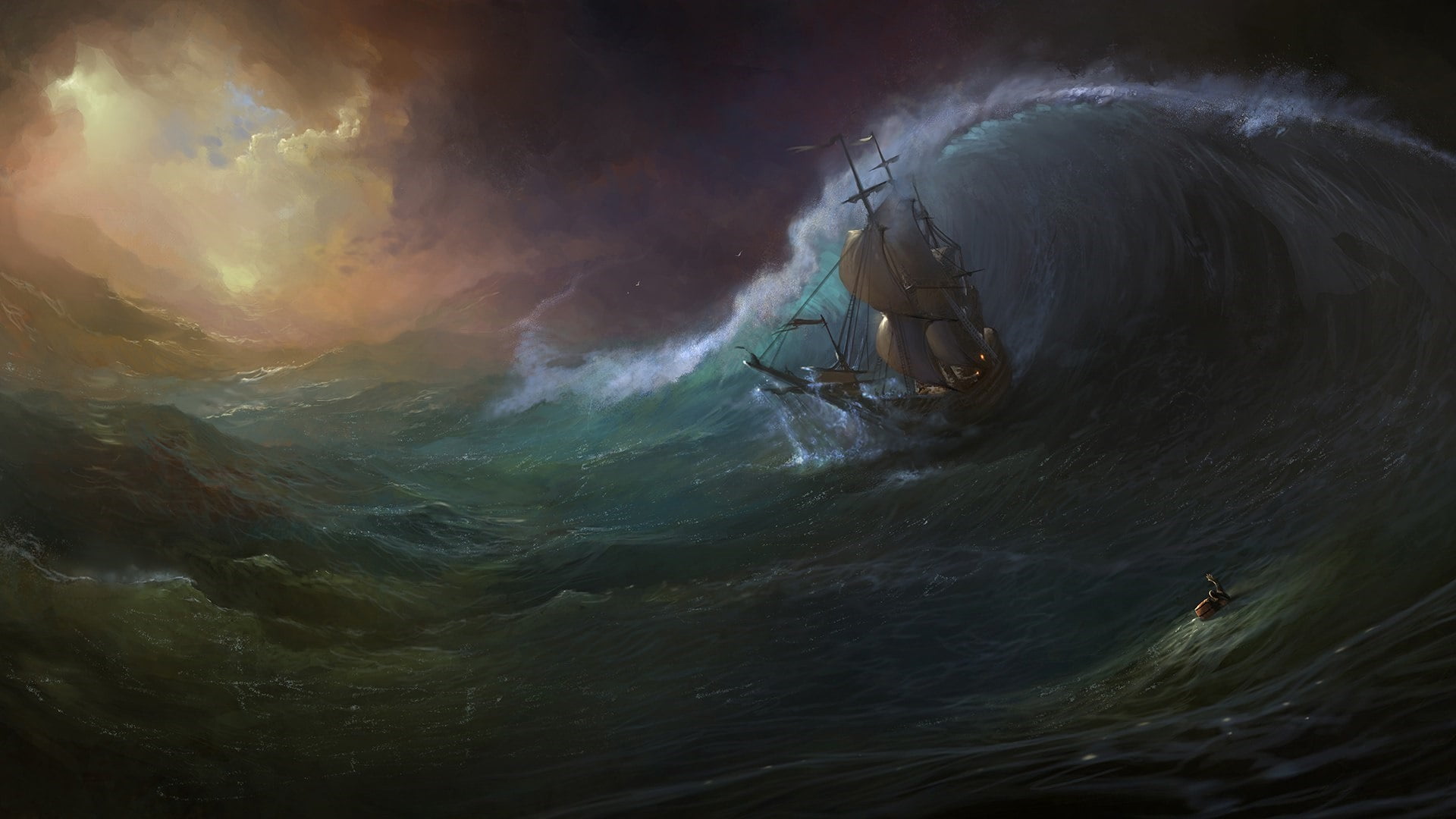 Free download | HD wallpaper: wave, water, storm, sky, fantasy art ...