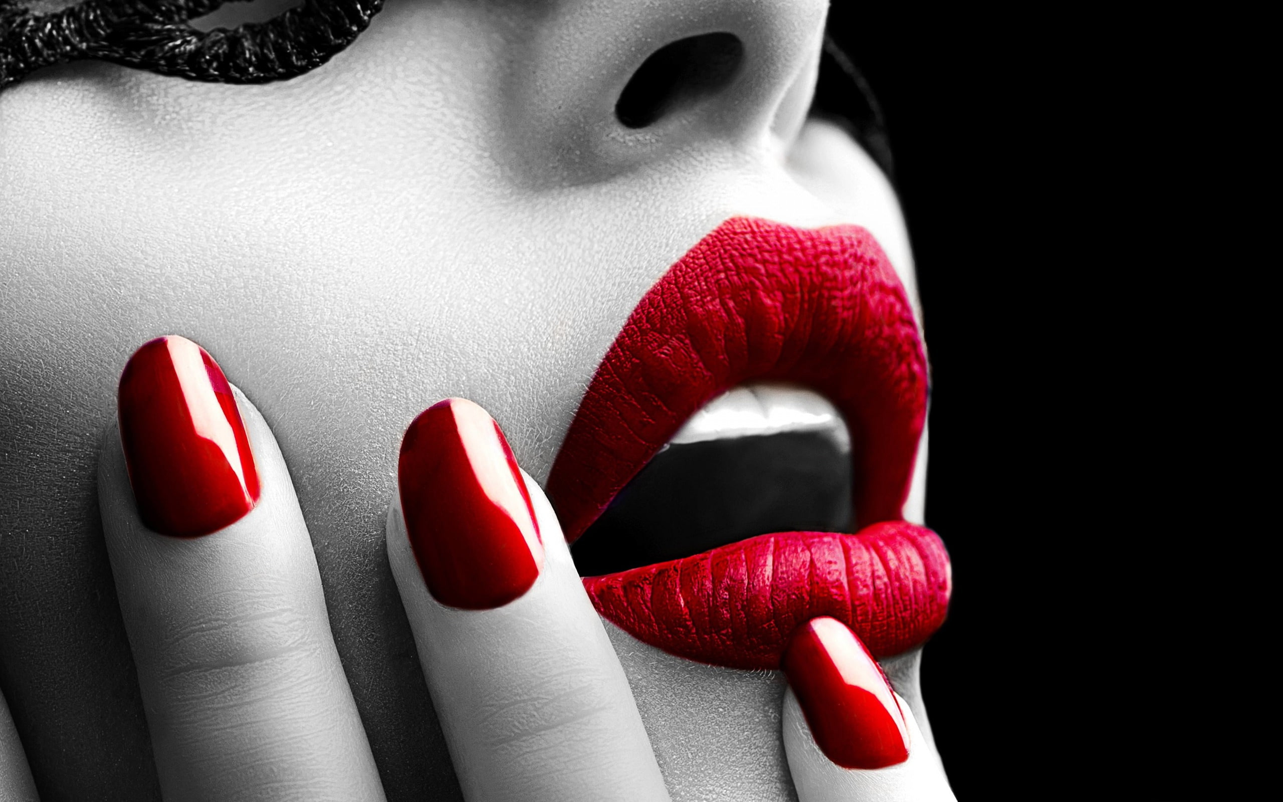 Beauty red lips and nails 2017 High Quality Wallpa.., lipstick