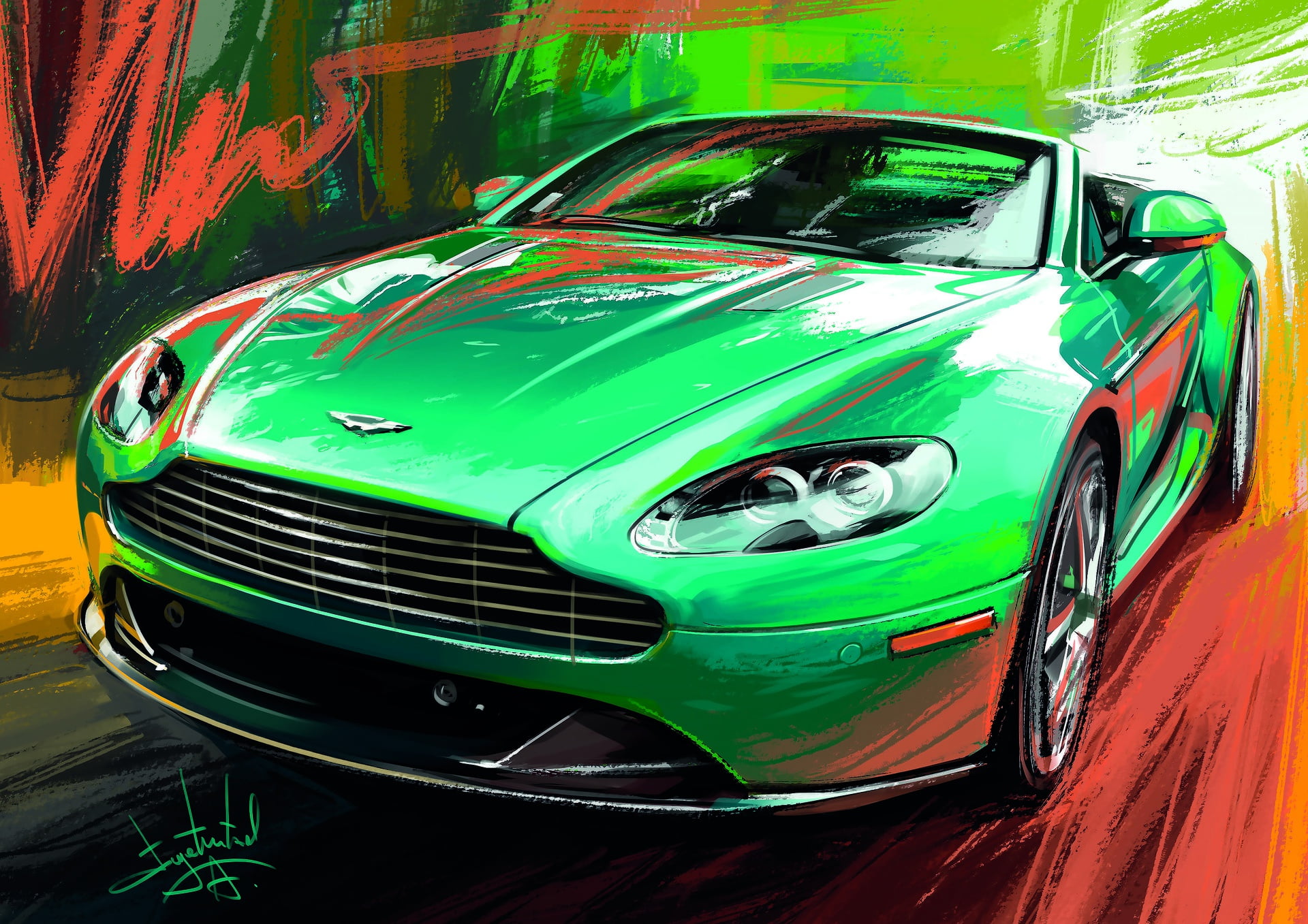 Aston Martin, Car, Sketch, Alexander Sidelnikov, DB-8