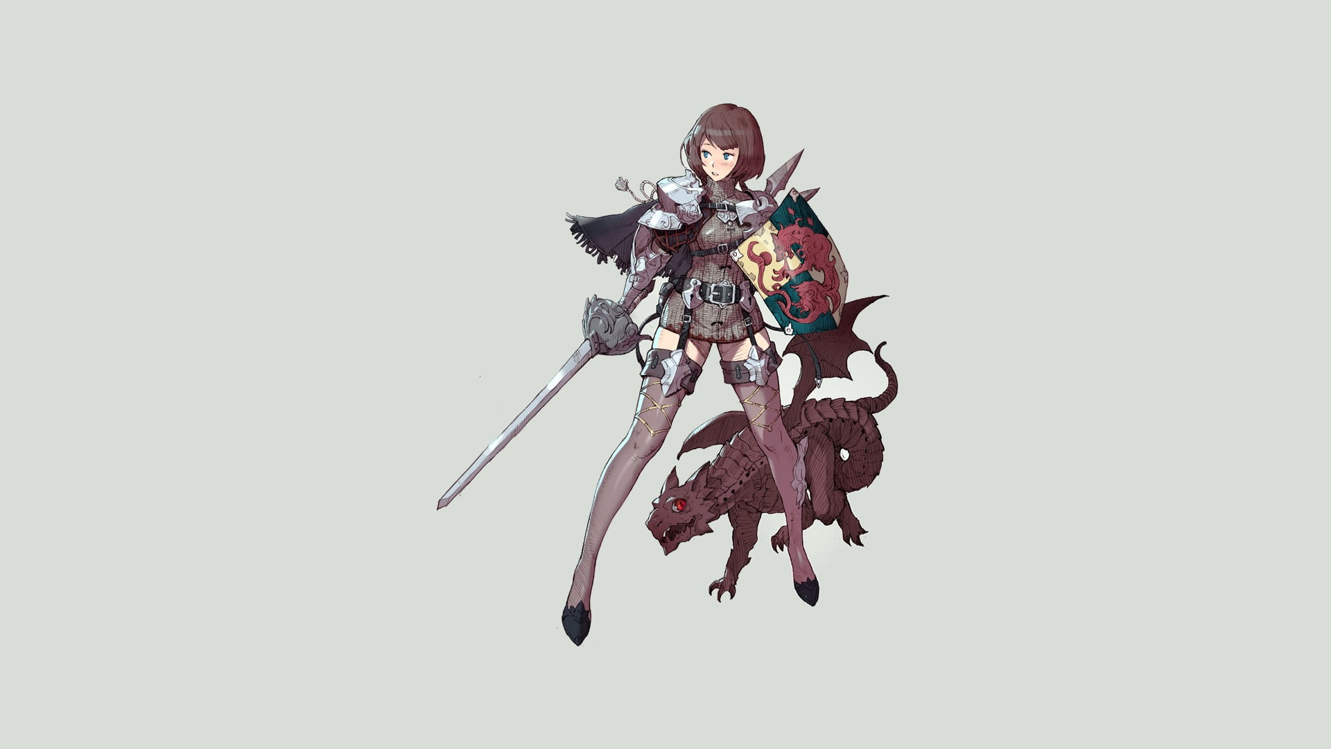 anime, sword, simple background, anime girls, shield, rapier