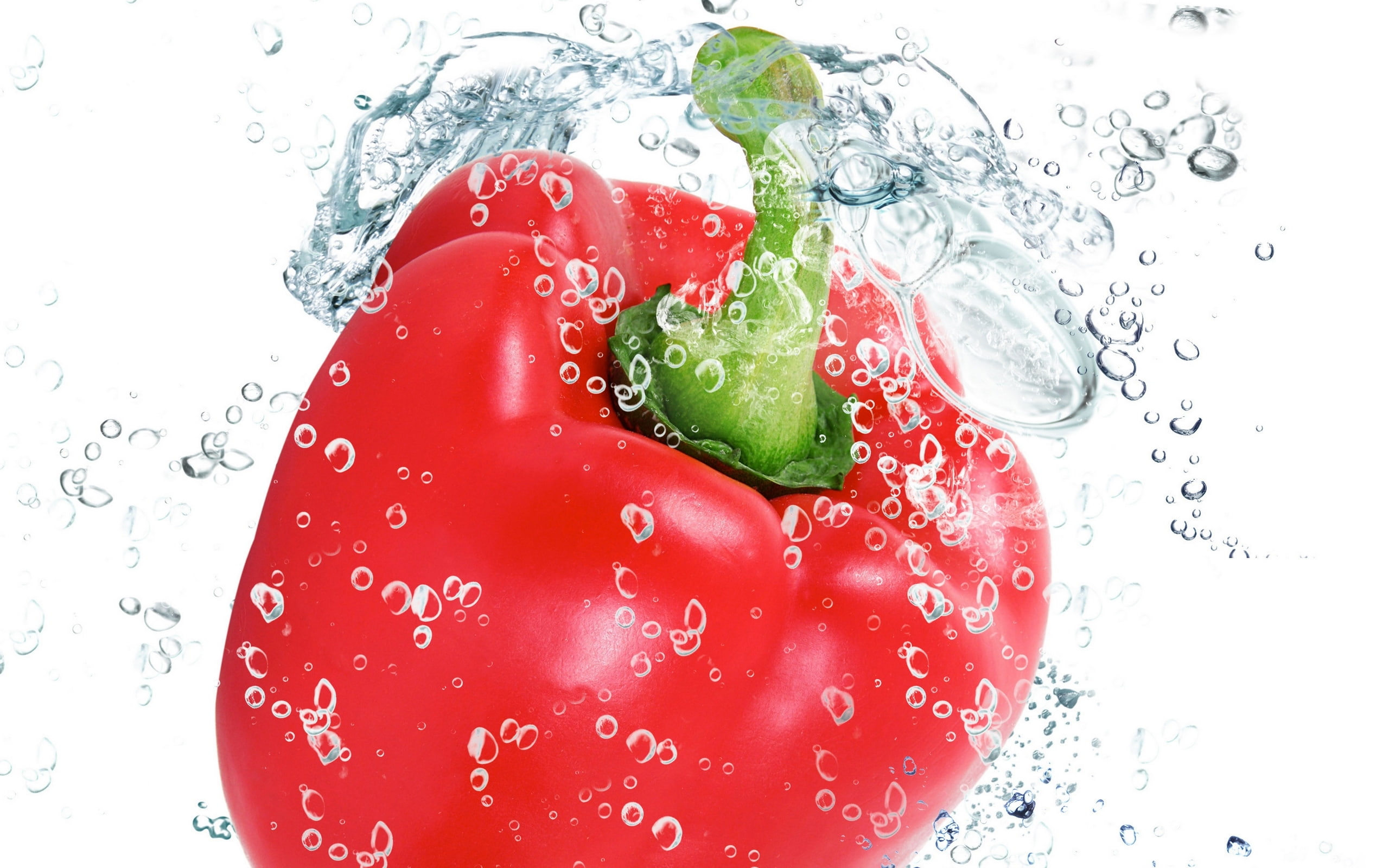 red bell pepper, water, drops, squirt, freshness, vegetable, Bulgarian