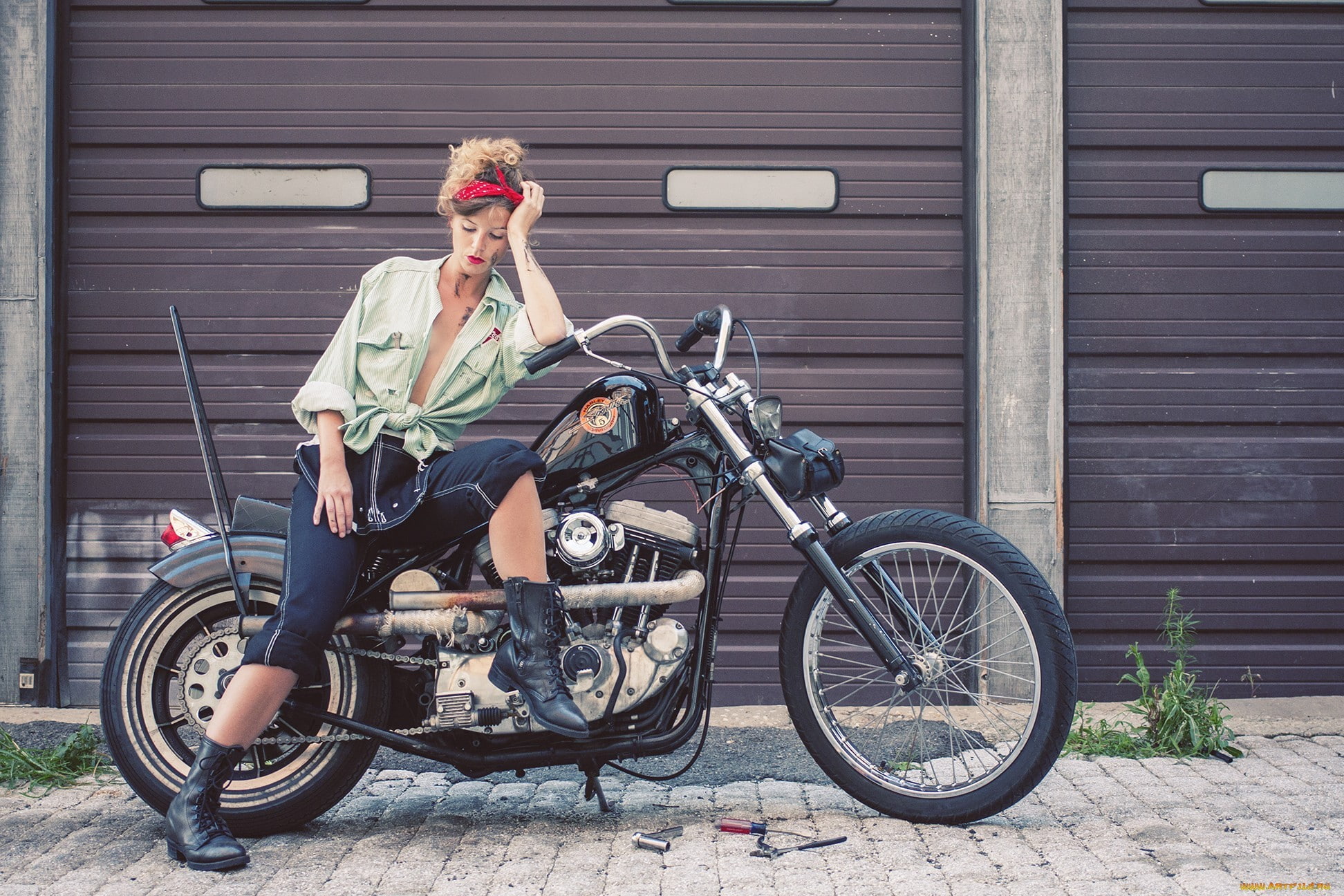 women, women with bikes, motorcycle, model, boots