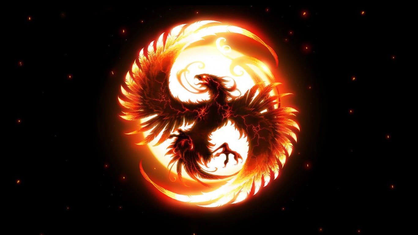 bird with fire logo, fenix, phoenix, illuminated, celebration