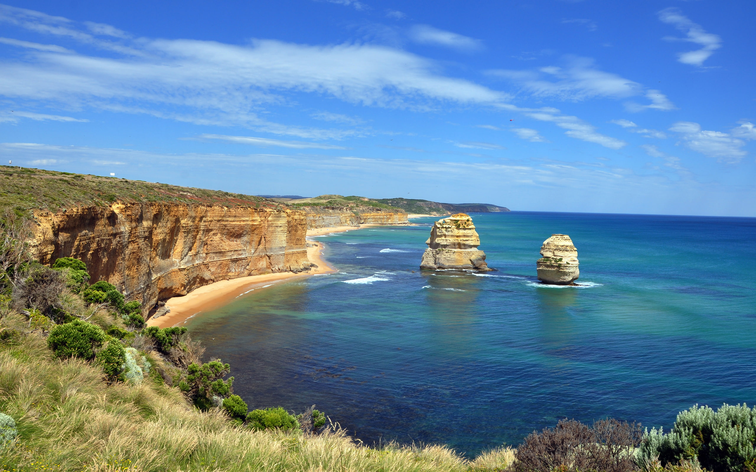 Great Ocean Road, australia, blue, cliffs, green, landscape, nature