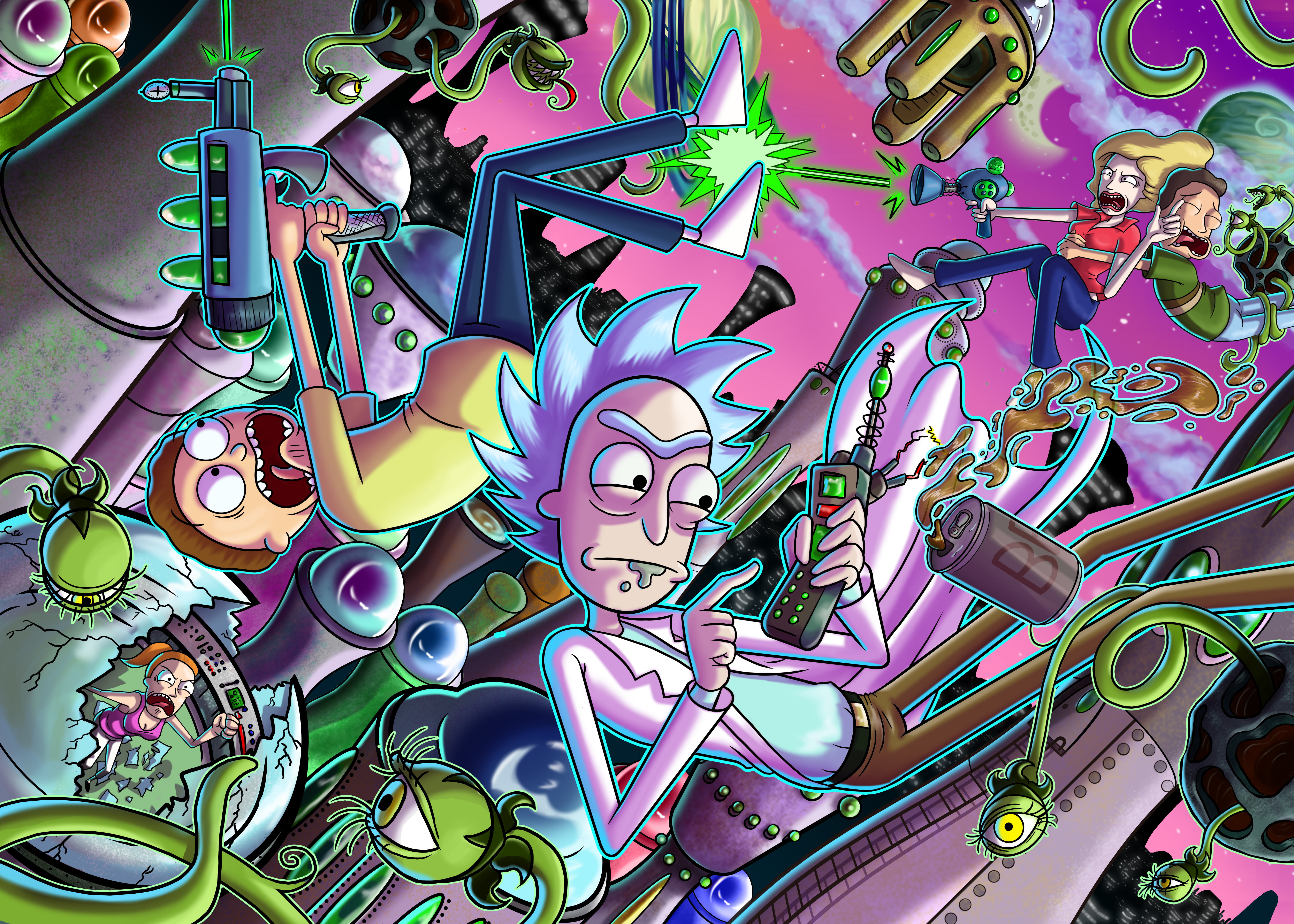 Rick and Morty digital wallpaper, untitled, tv series, cartoon