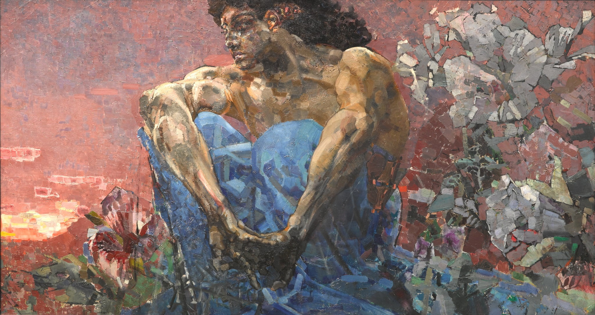 Mikhail Vrubel, painting, artwork, oil painting, sunset, flowers