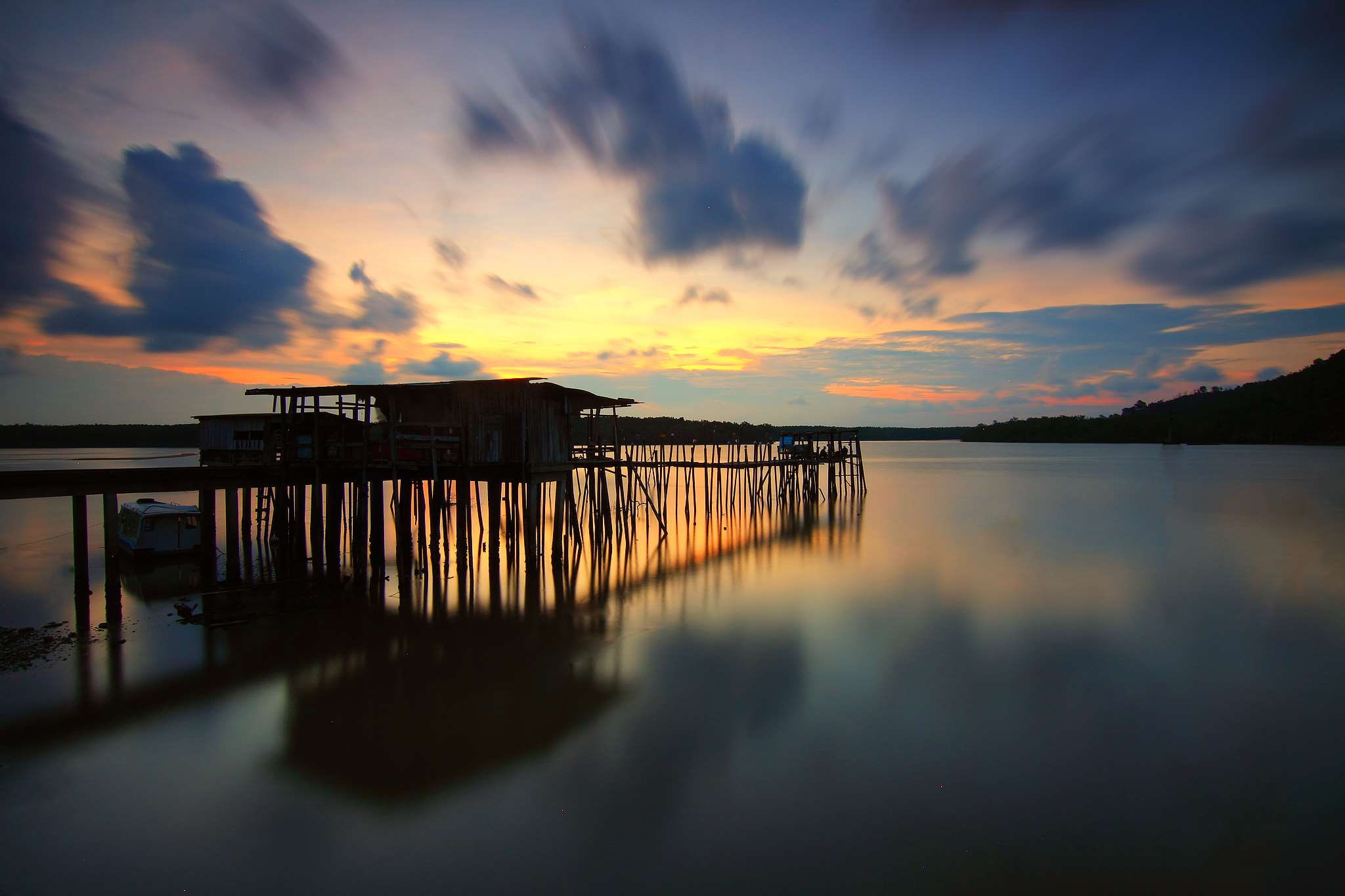 beach, boardwalk, bridge, clouds, dawn, dock, dusk, evening