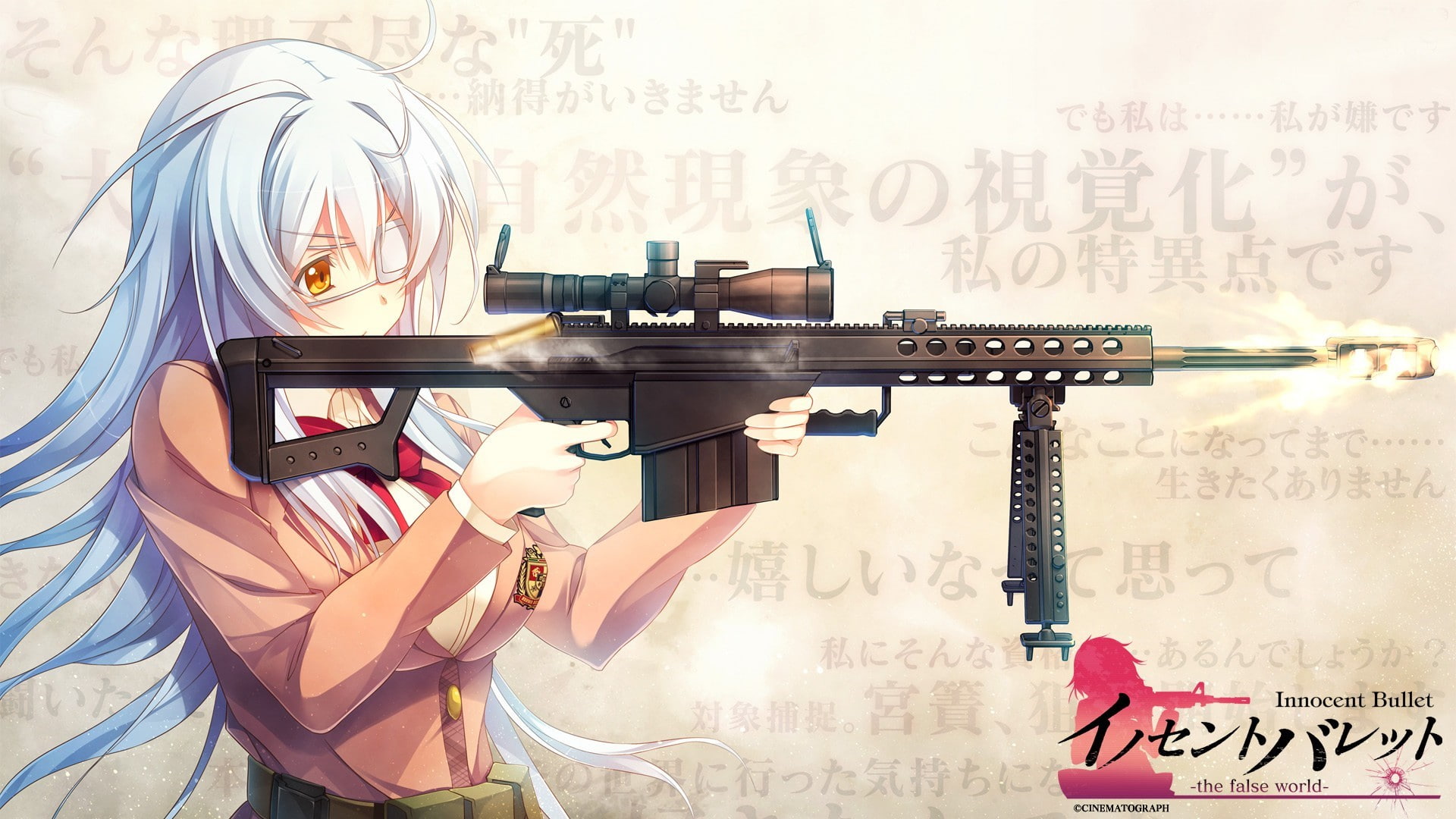 gun women anime anime girls eyepatches innocent bullet the false world sniper rifle barrett _50 cal