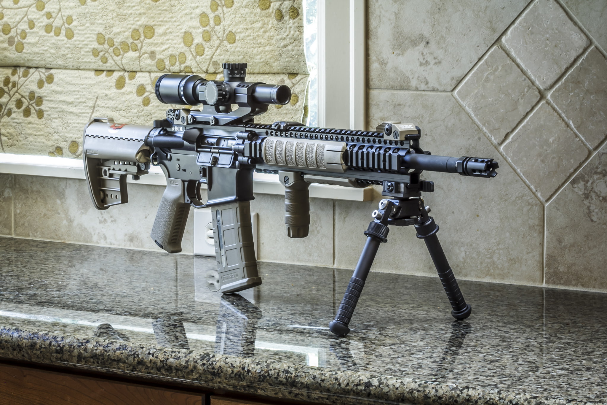 black assault rifle, weapons, AR-15, BCM