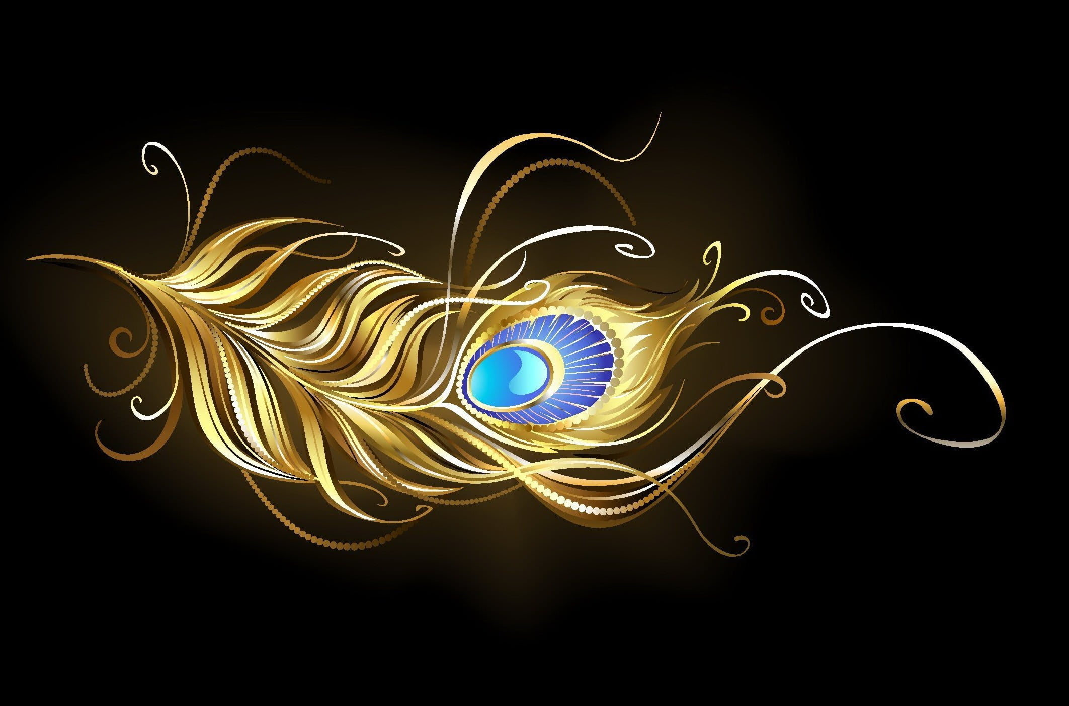 brown and blue feather illustration, abstraction, stone, Golden feather