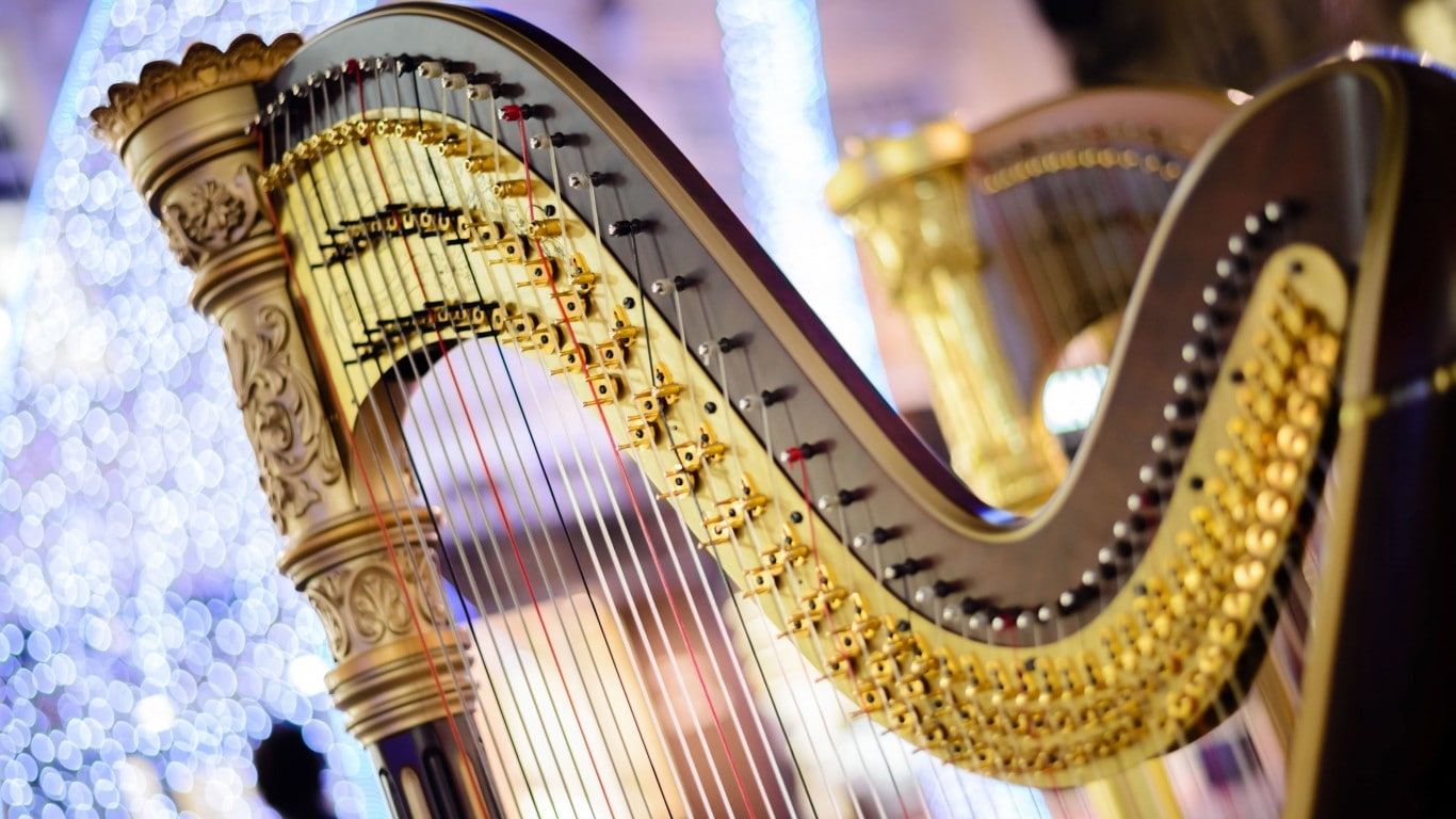 Instrument Harp Symphony, music, bokeh, blurring, ., shot, musical