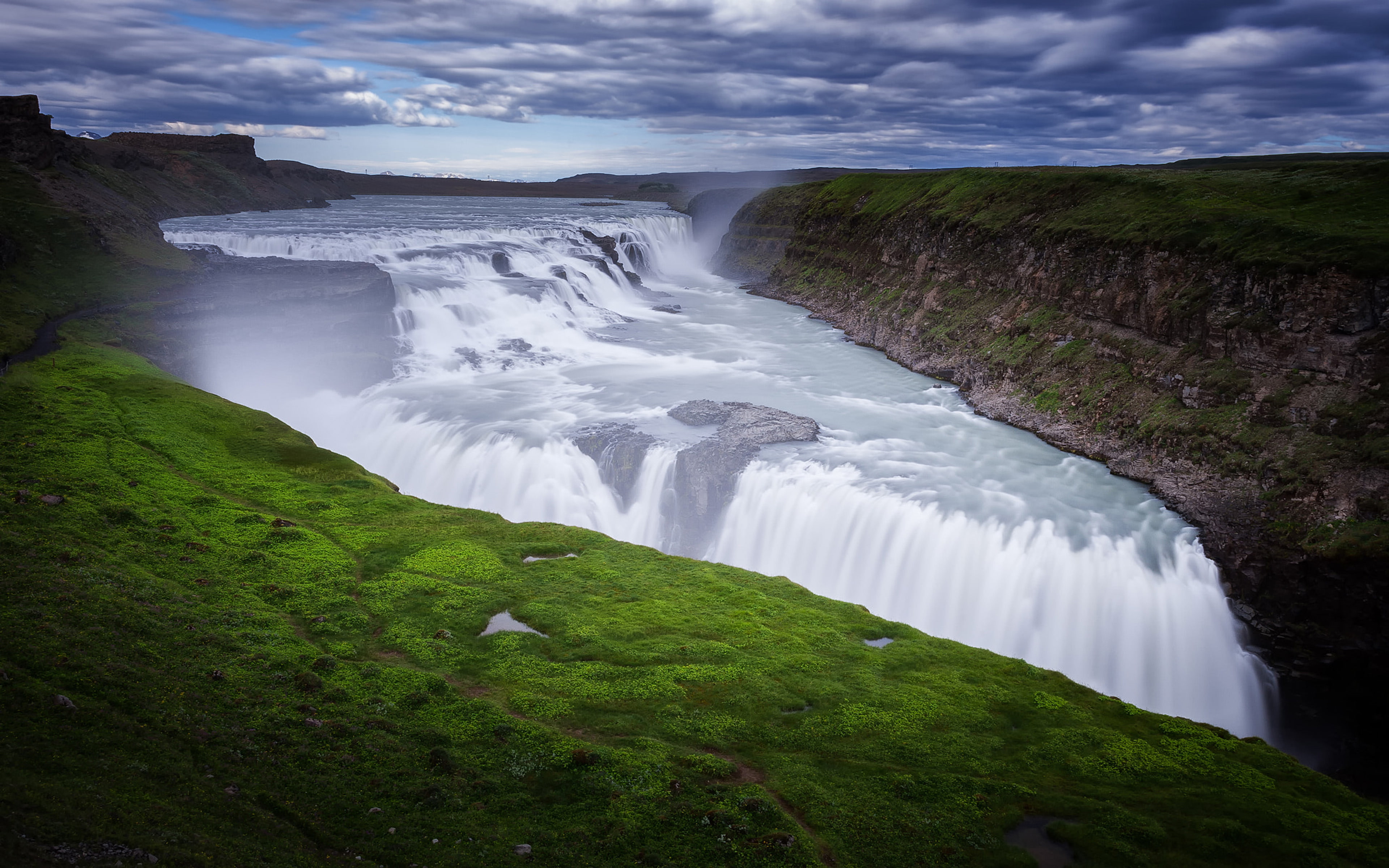 Gullfoss Waterfall Is Located In The Canyon Of The River Hwita In The Southwest Of Iceland Hd Desktop Wallpapers For Computers Laptop Tablet And Mobile Phones