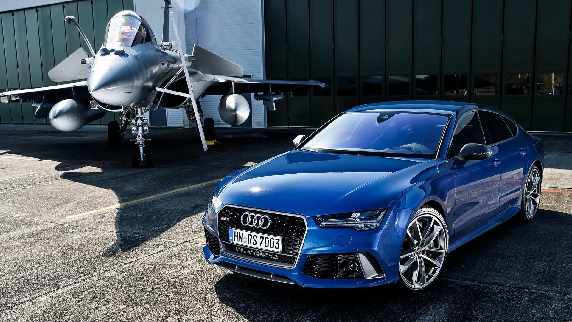 Audi, Audi RS7, Blue Car, Jet Fighter, Luxury Car, Vehicle