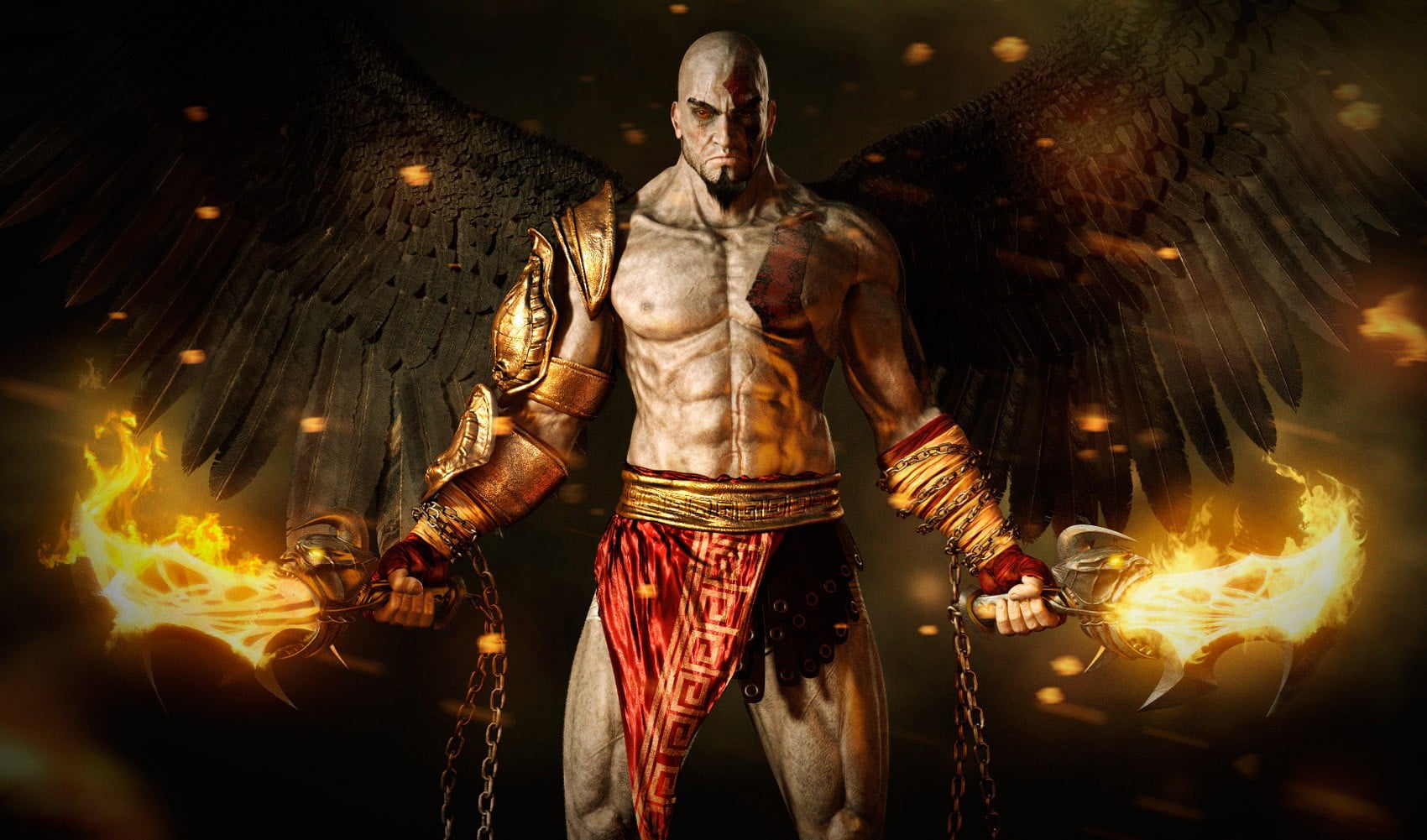 Kratos illustration, God of War, video games, wings, artwork