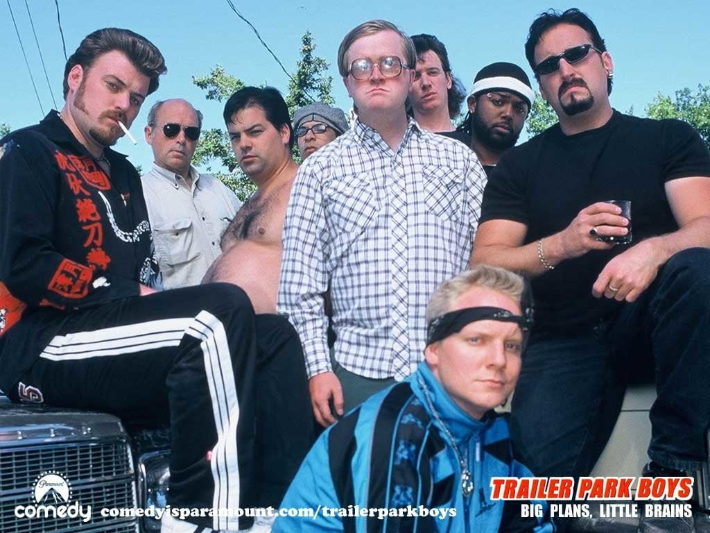 Trailer Park Boys poster, TV Show, group of people, adult, glasses
