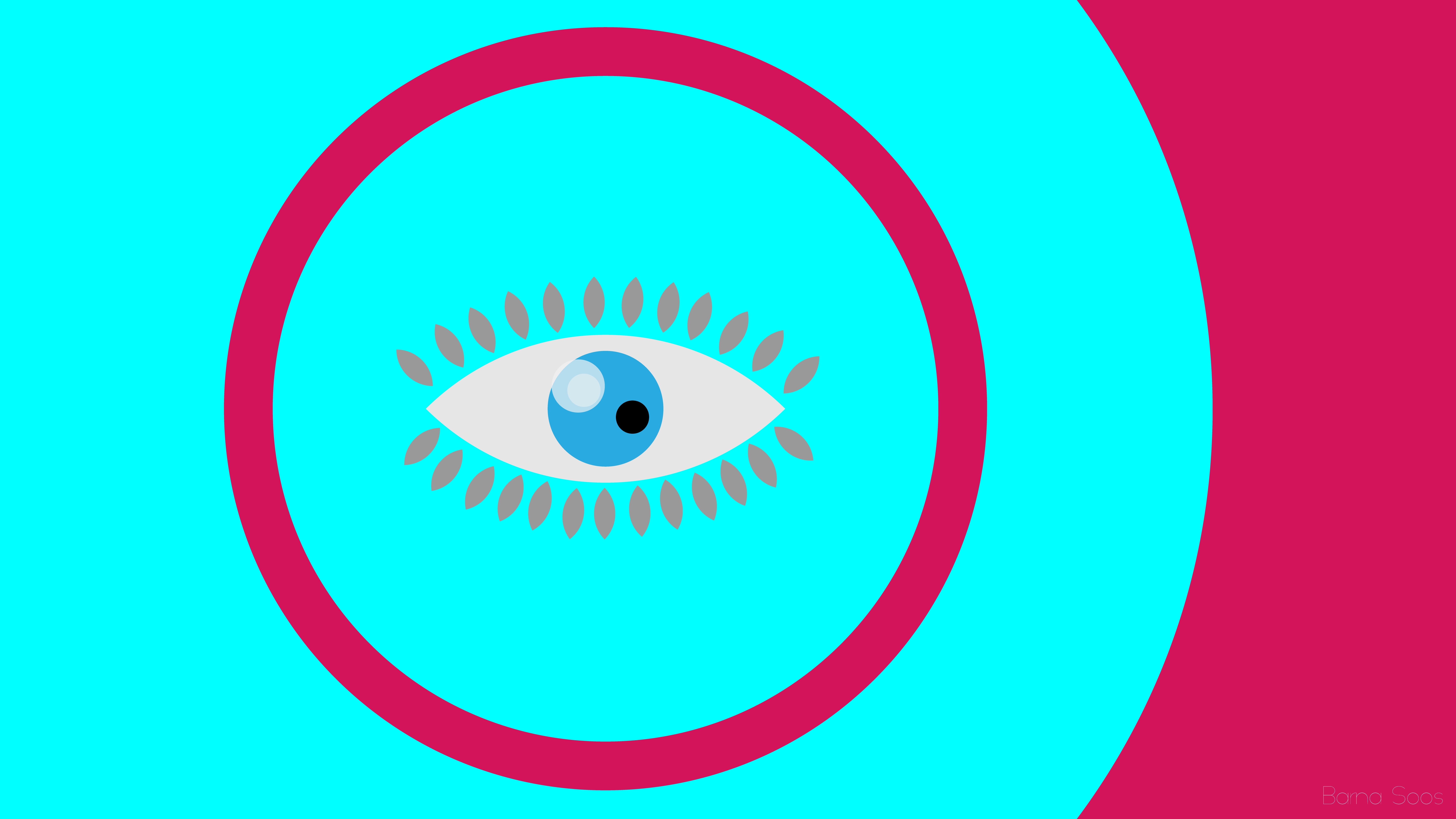 blue eye illustration, abstract, minimalism, eyes, circle, geometric shape