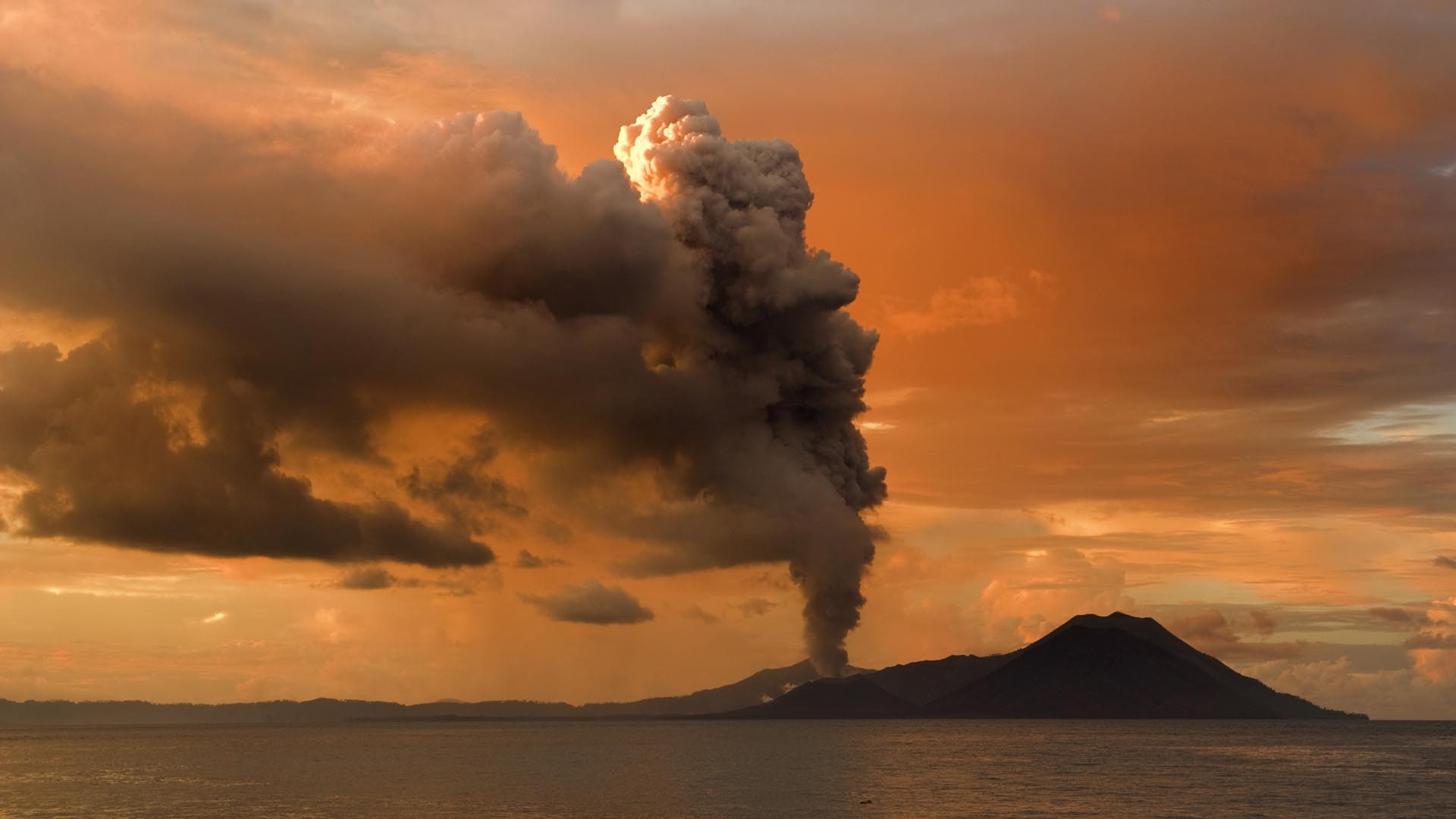 Volcano At Sunset HD
