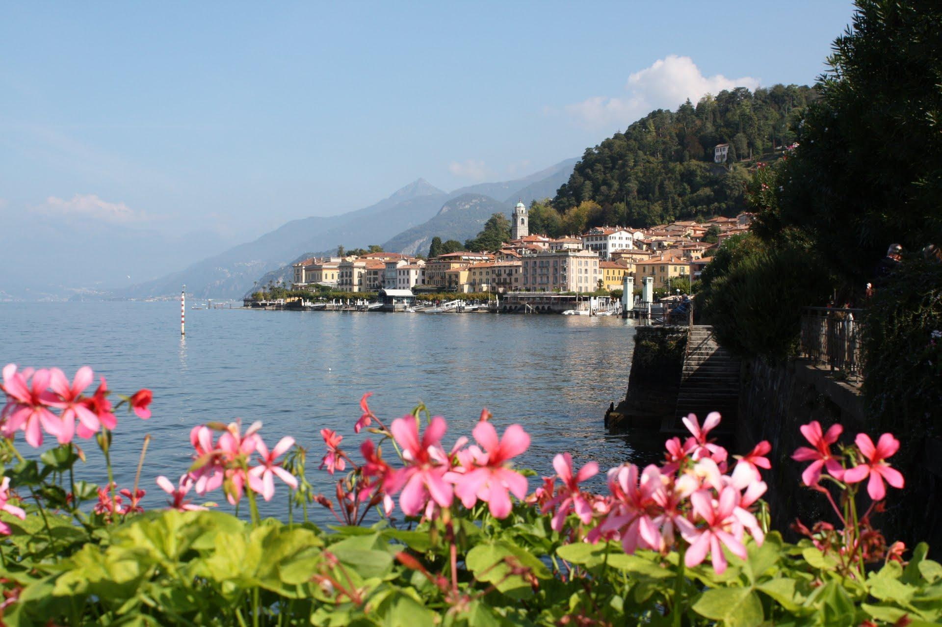 Bellagio On Lake Como, town, hills, flowers, nature and landscapes