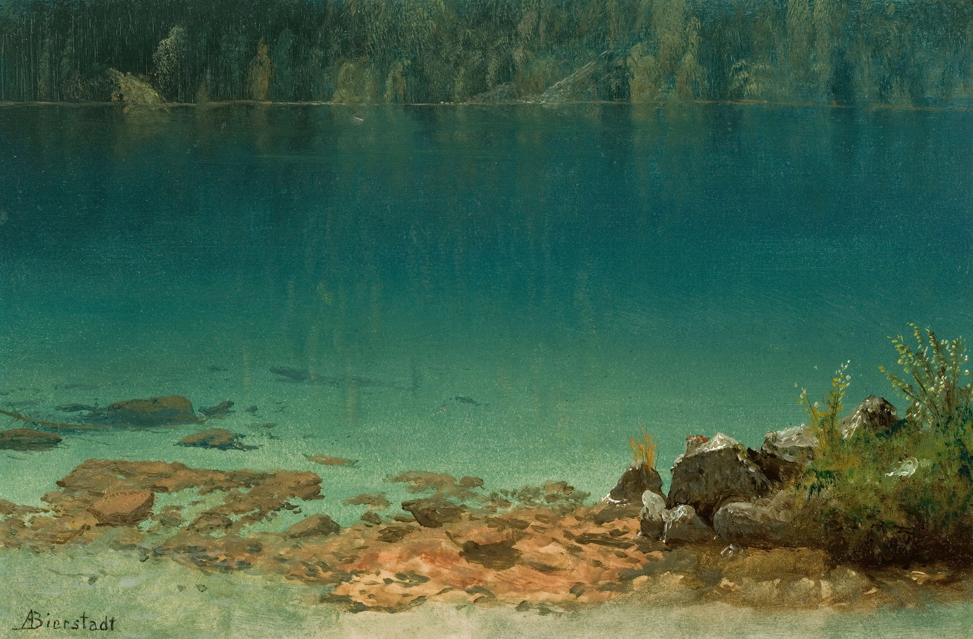 nature, picture, Albert Bierstadt, Lake Scene