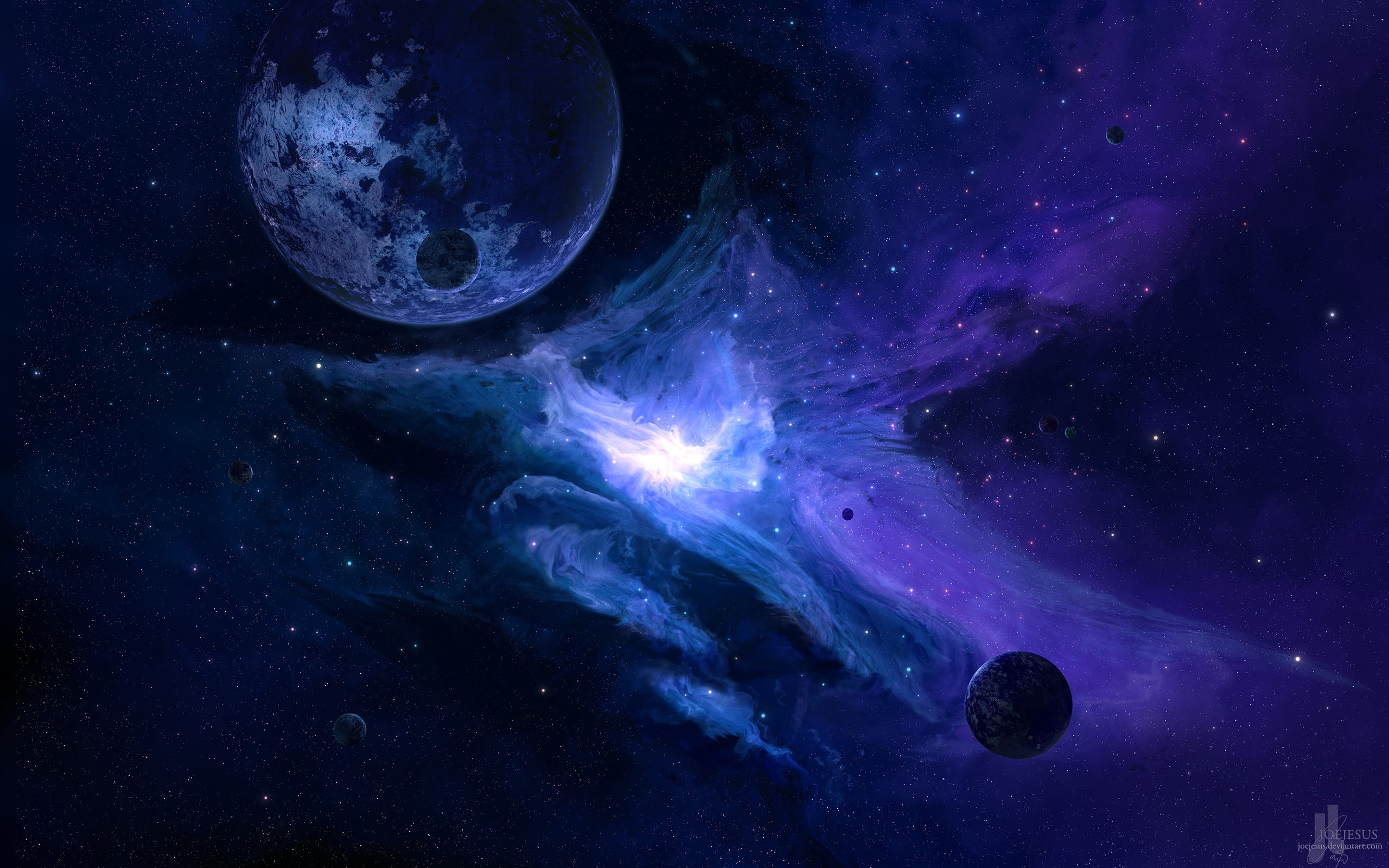 purple cosmic wallpaper, space, render, planet, Moon, galaxy