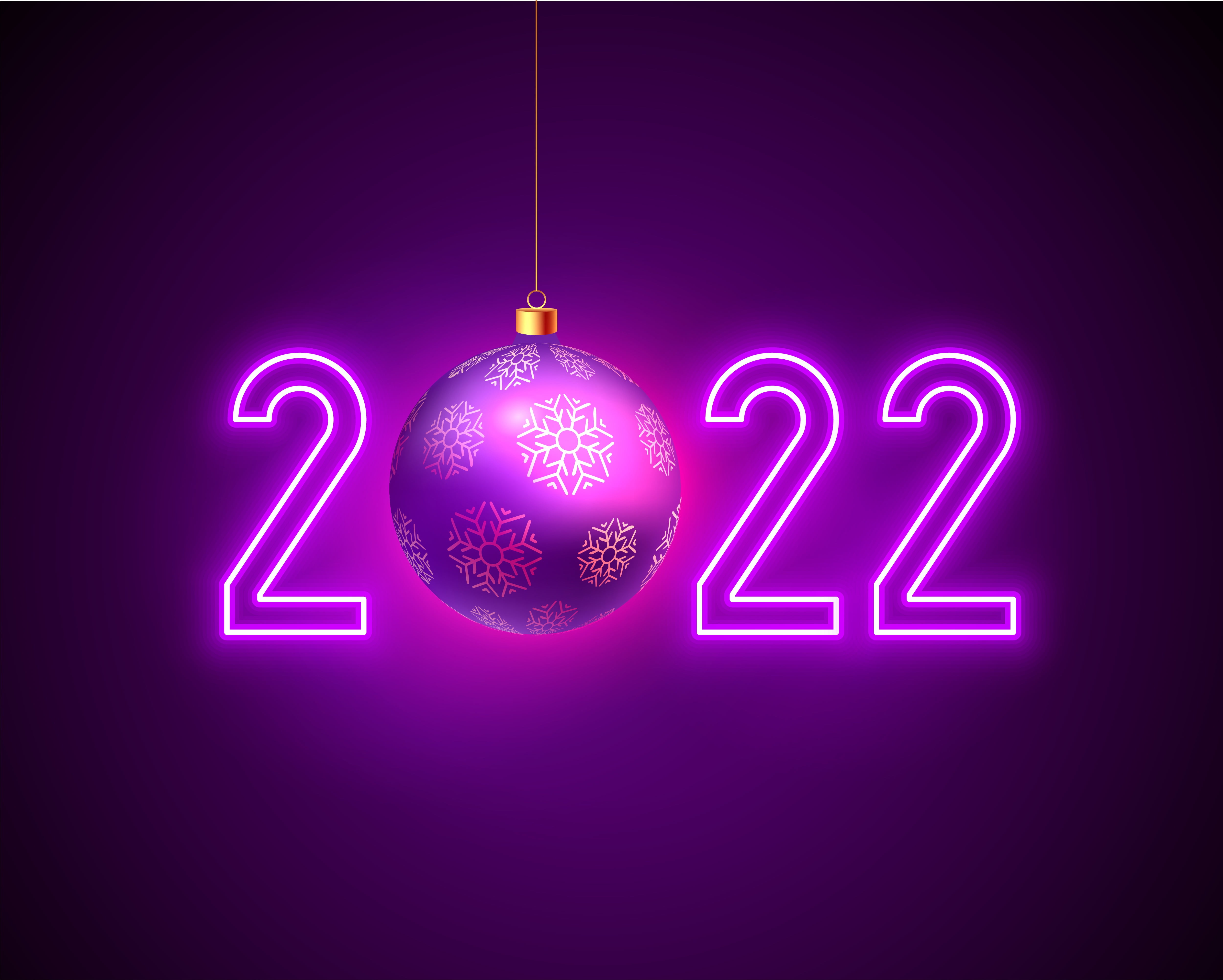 ball, Christmas, figures, New year, purple background, 2022