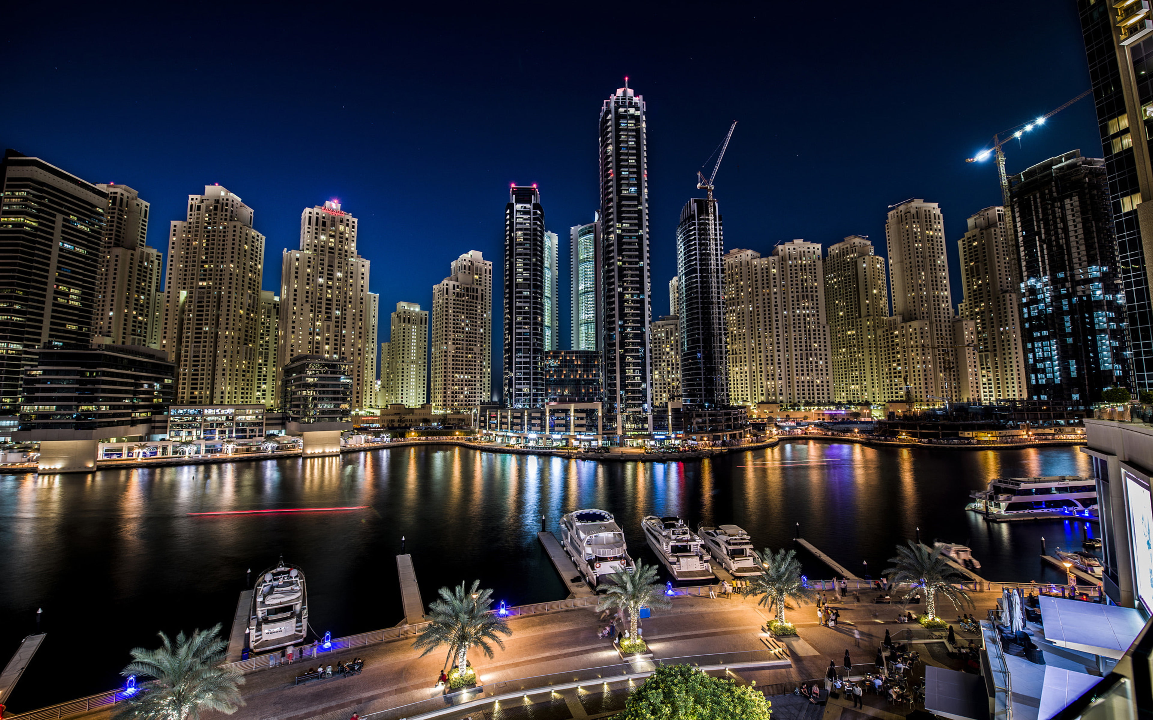 Dubai Marina Night Light City Landscape United Arab Emirates  Ultra Hd Wallpaper For Desktop Mobile Phones And Laptops 3840×2400