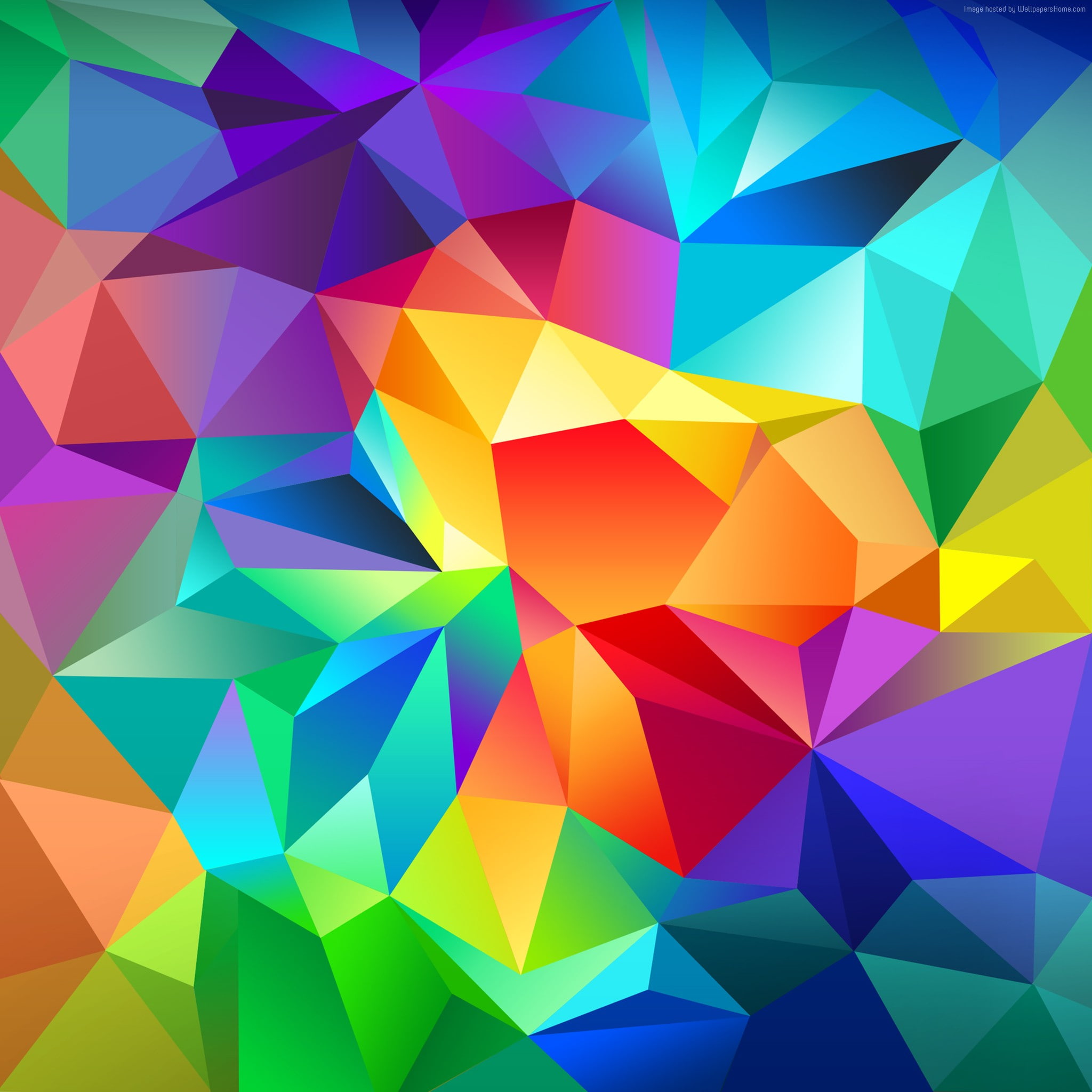 pattern, android, orange, blue, 4k, background, triangle, red
