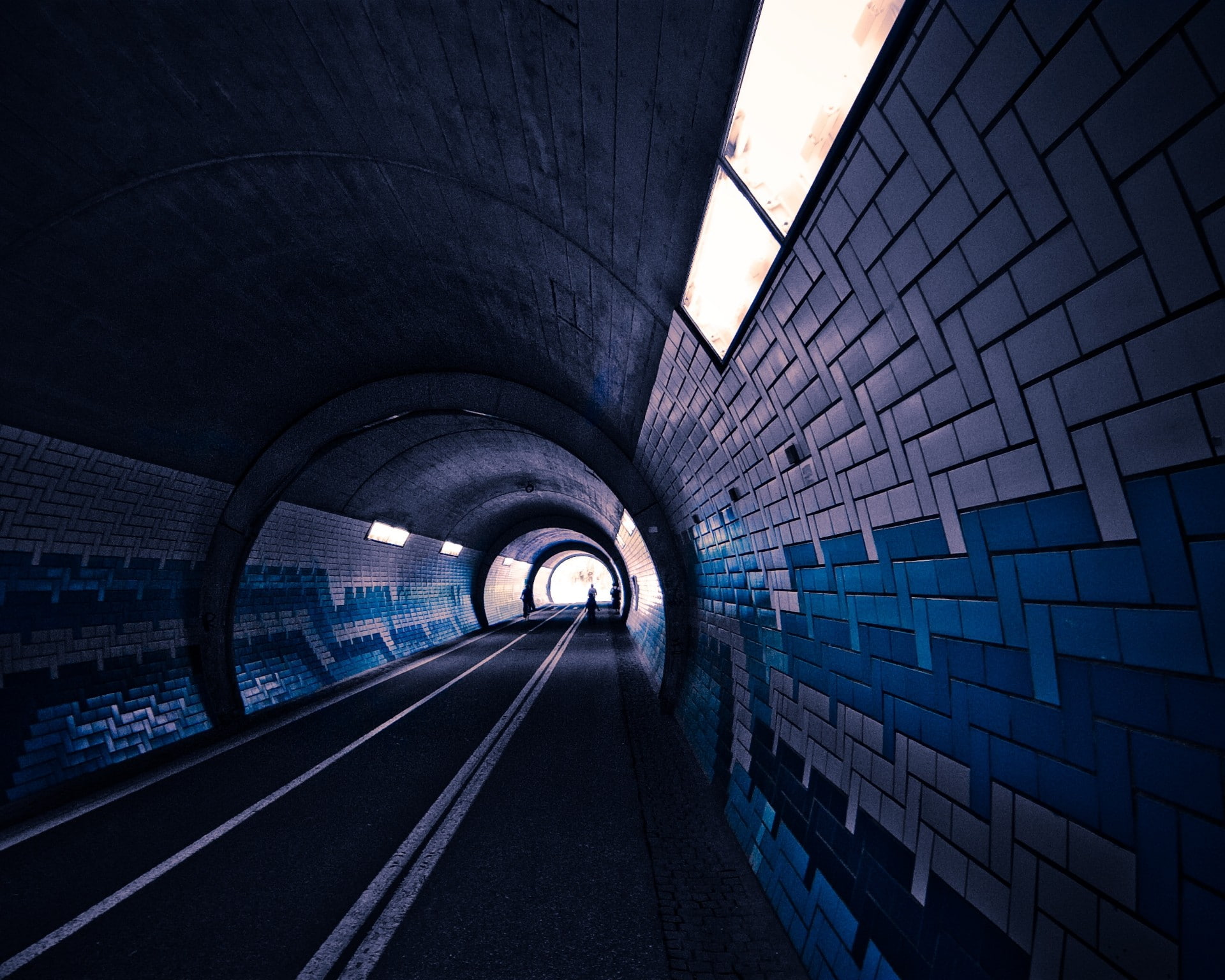 tunnel, road, walking