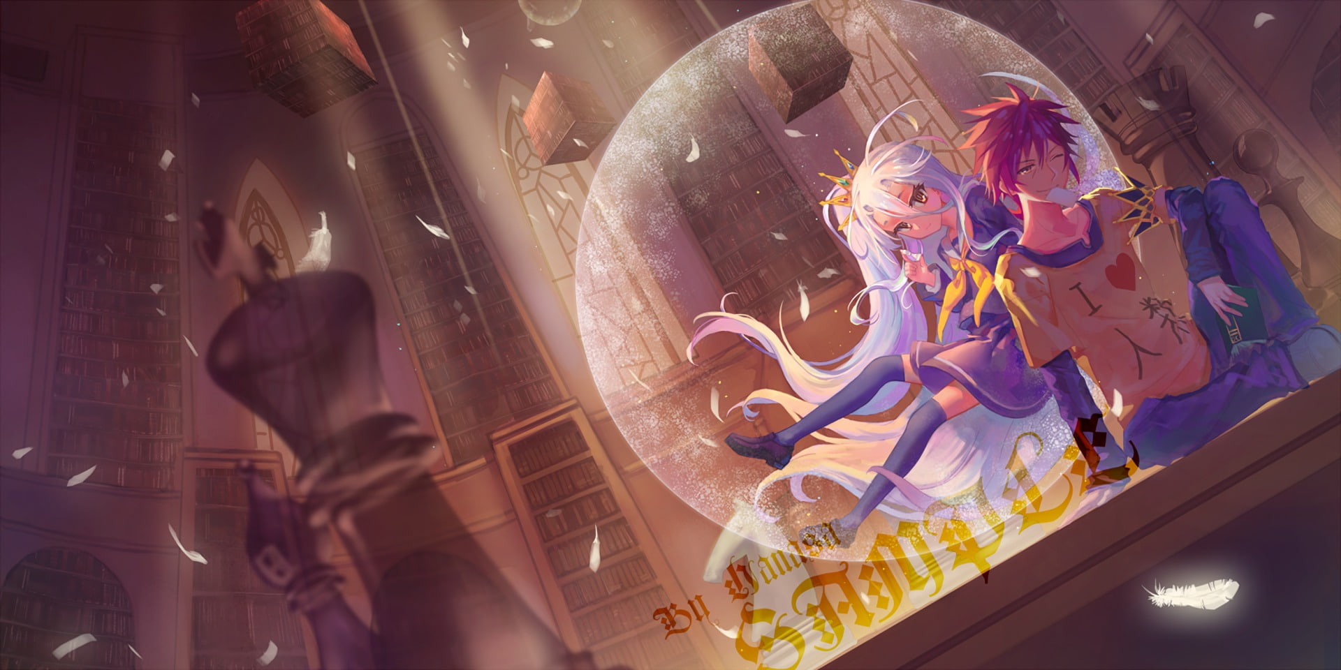 female and male anime character illustration, No Game No Life
