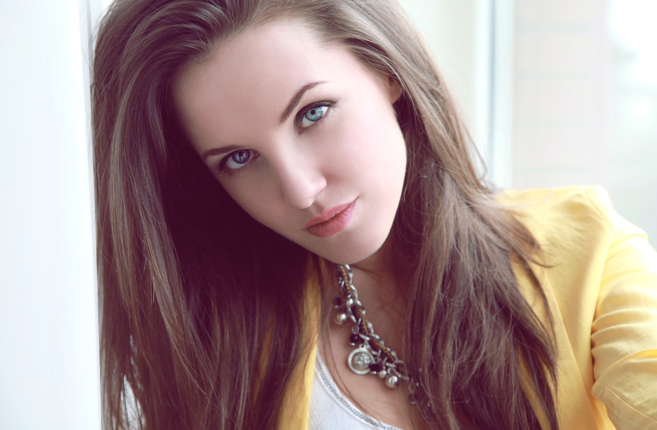 women, Kristina Rodionova, blue eyes, face, portrait, necklace