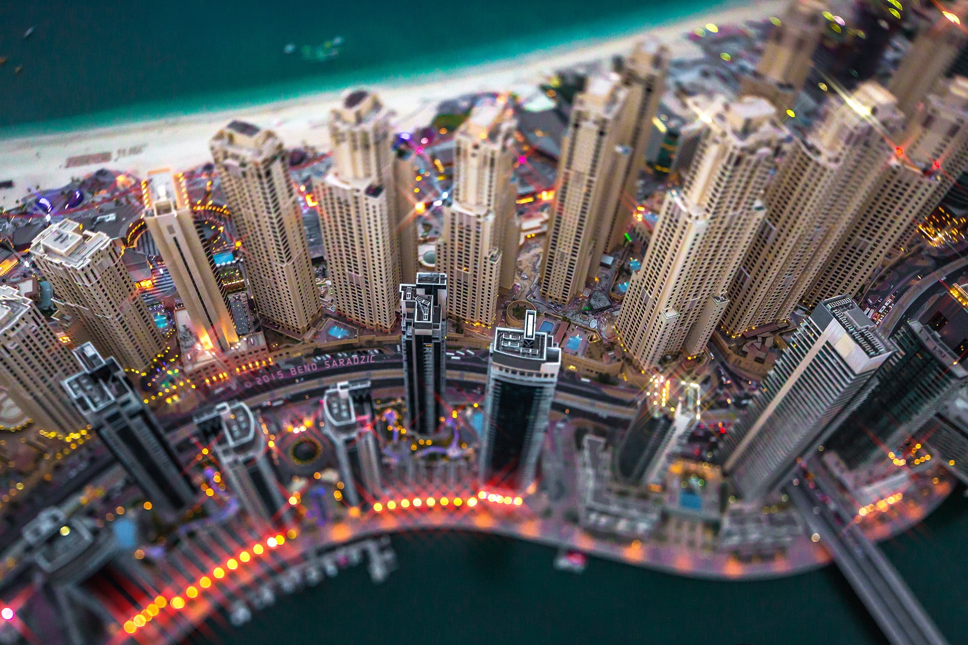 skyscapper buildings, tilt shift, cityscape, Dubai, United Arab Emirates