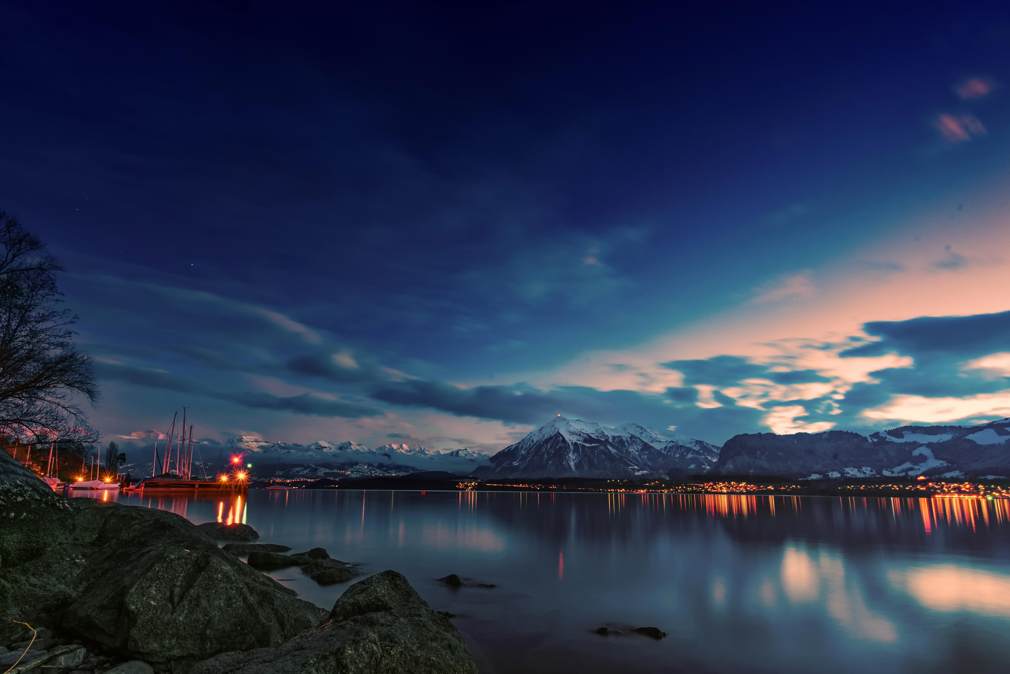 berne, canton, evening, lake, moss, mountains, nature, photo