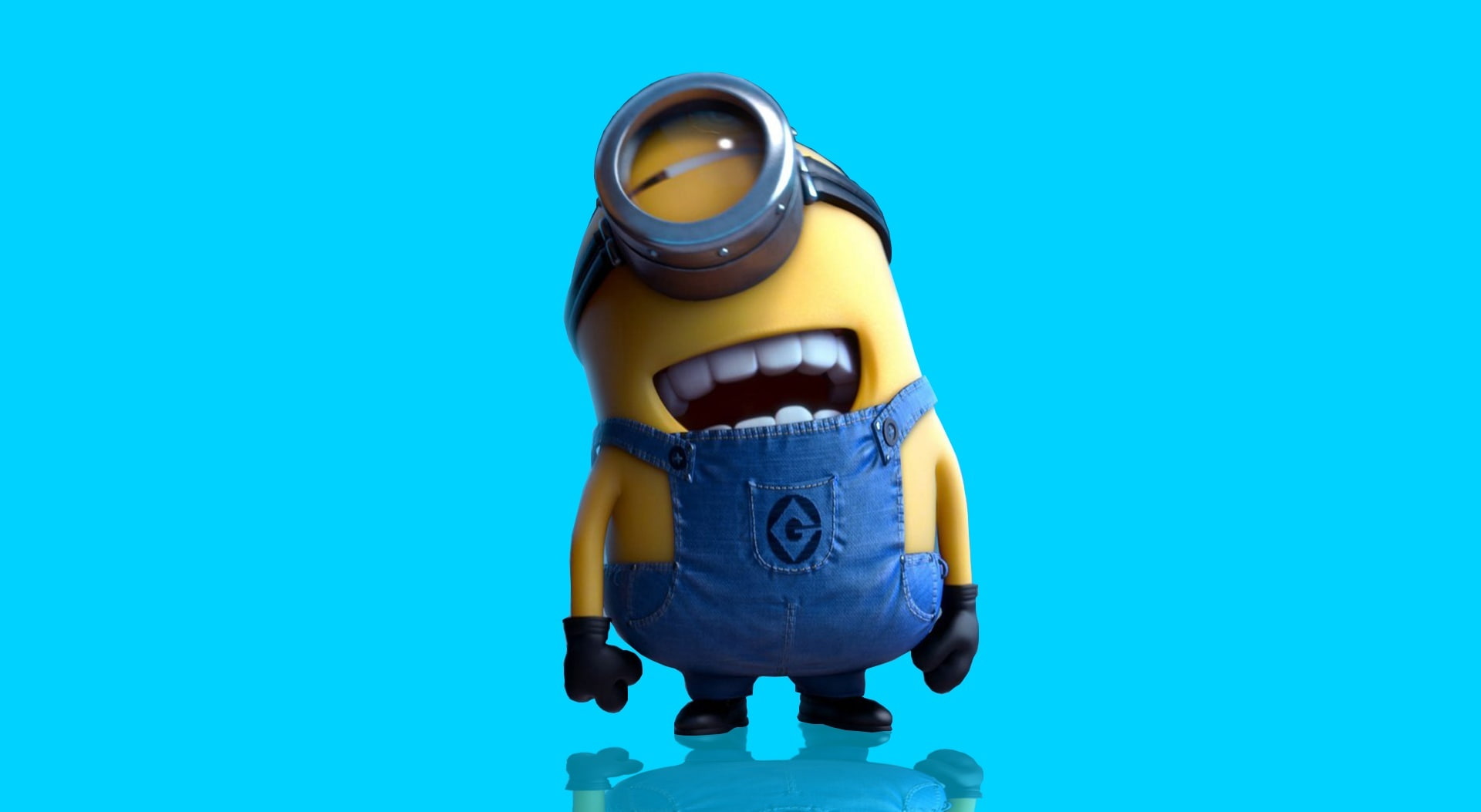 Minions, Despicable Me poster, Funny, blue, colored background