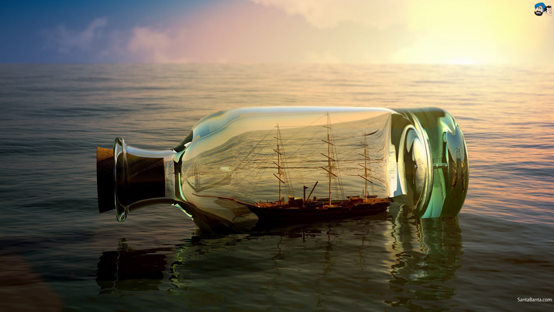 bottles, ship
