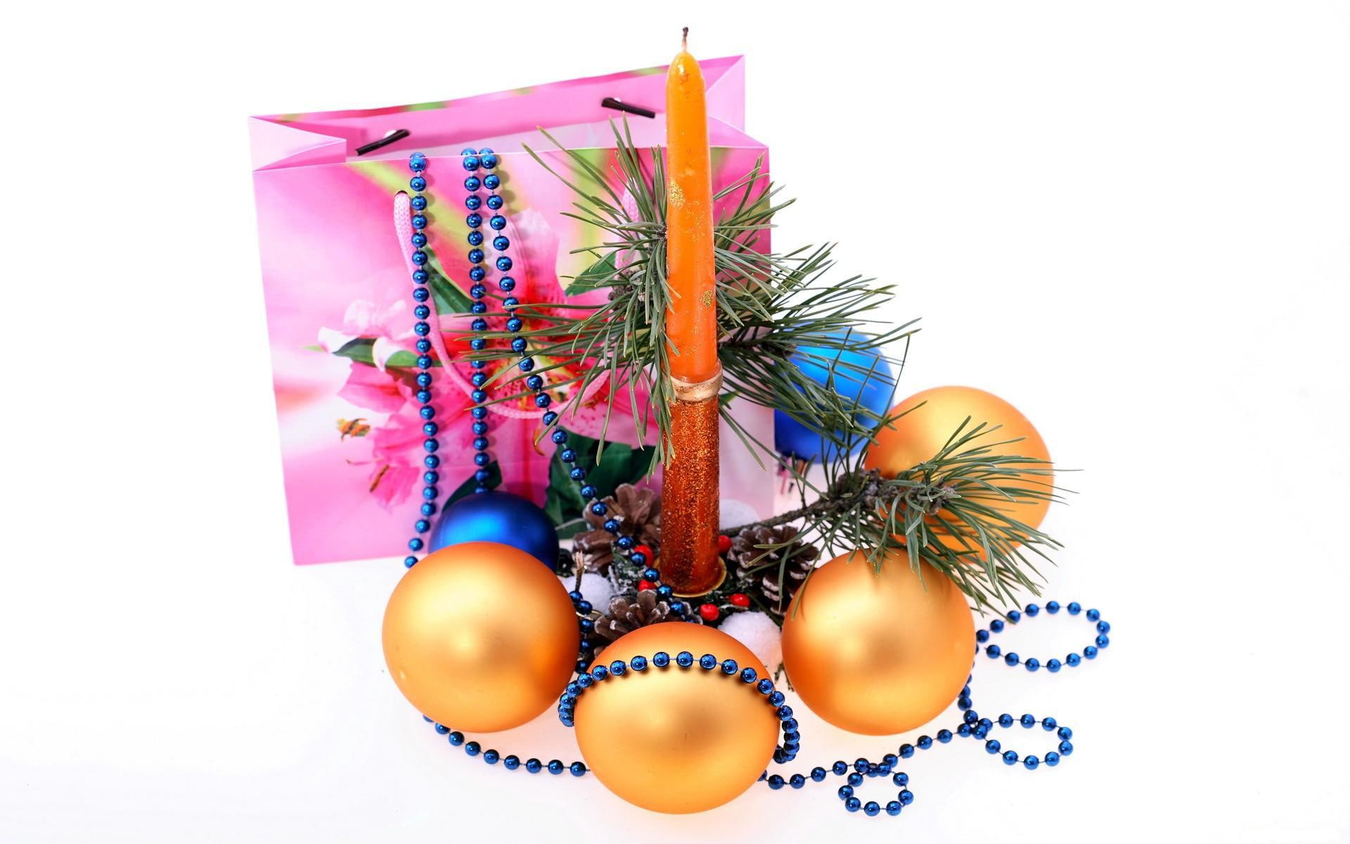 needles, christmas decorations, candle, celebration, new year, christmas, gift, white background, cones