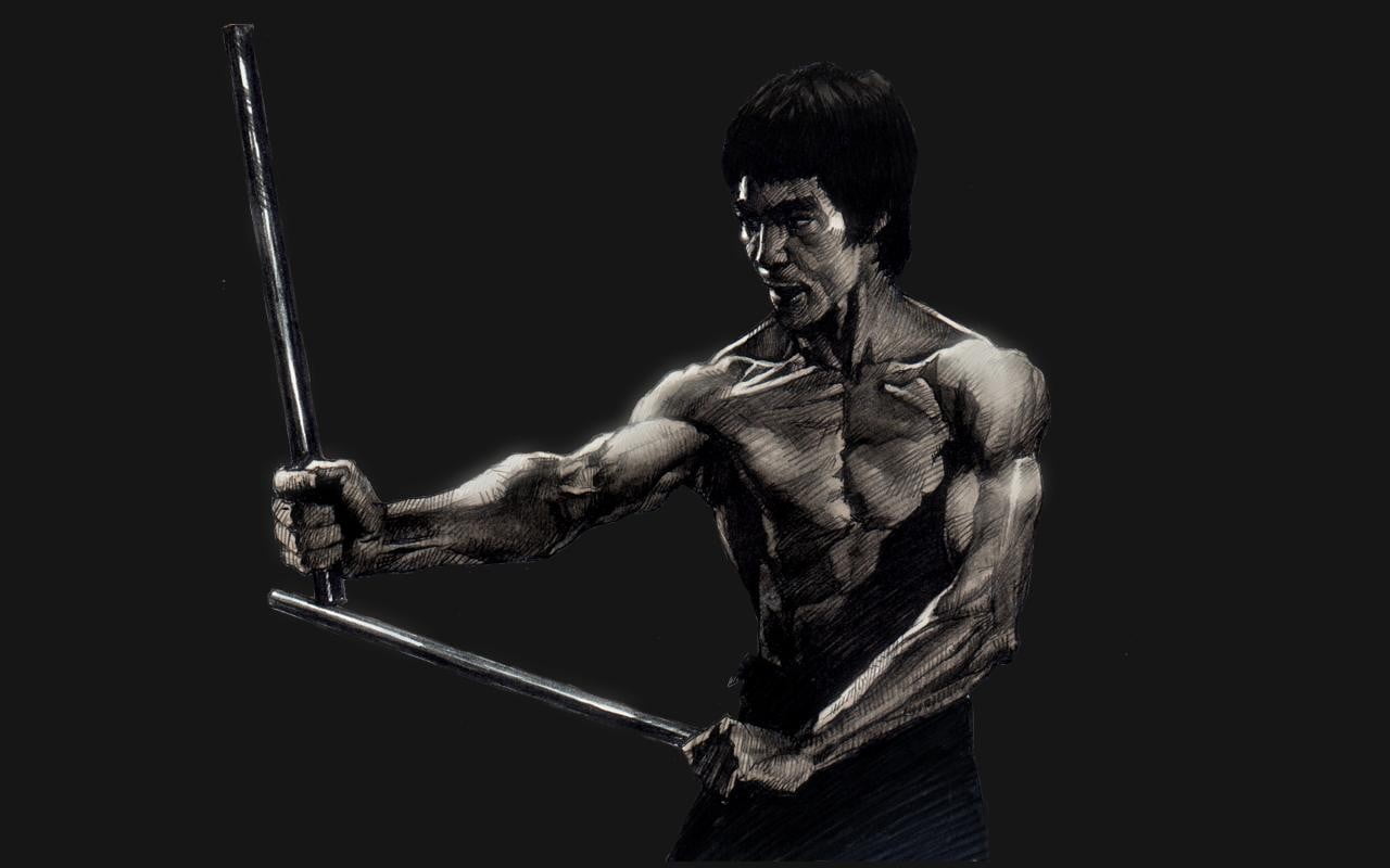 Bruce Lee illustration, men, warrior, actor, celebrity, artwork
