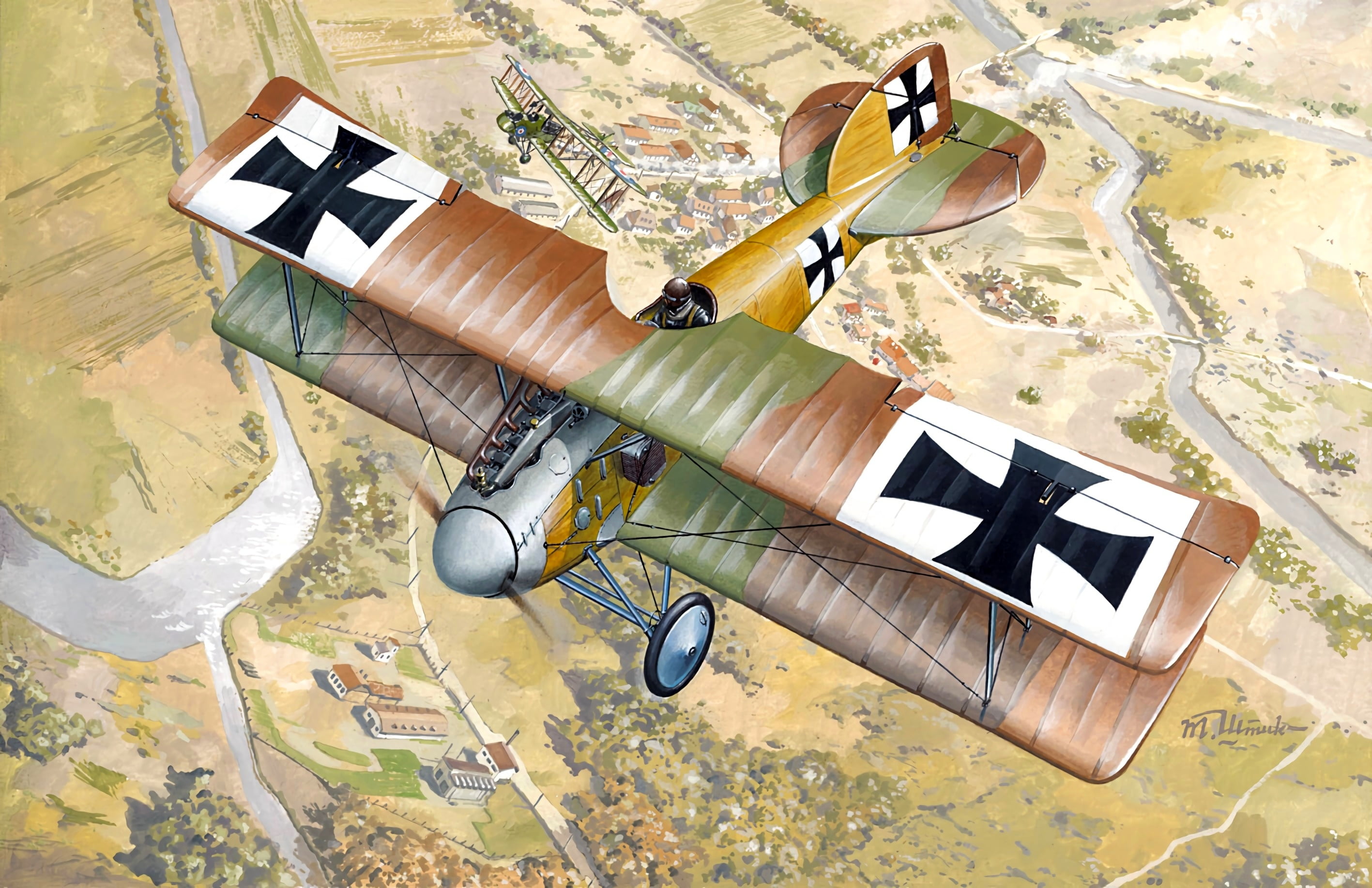 fighter, Biplane, WWI, Albatros, Albatros D. II, Air forces