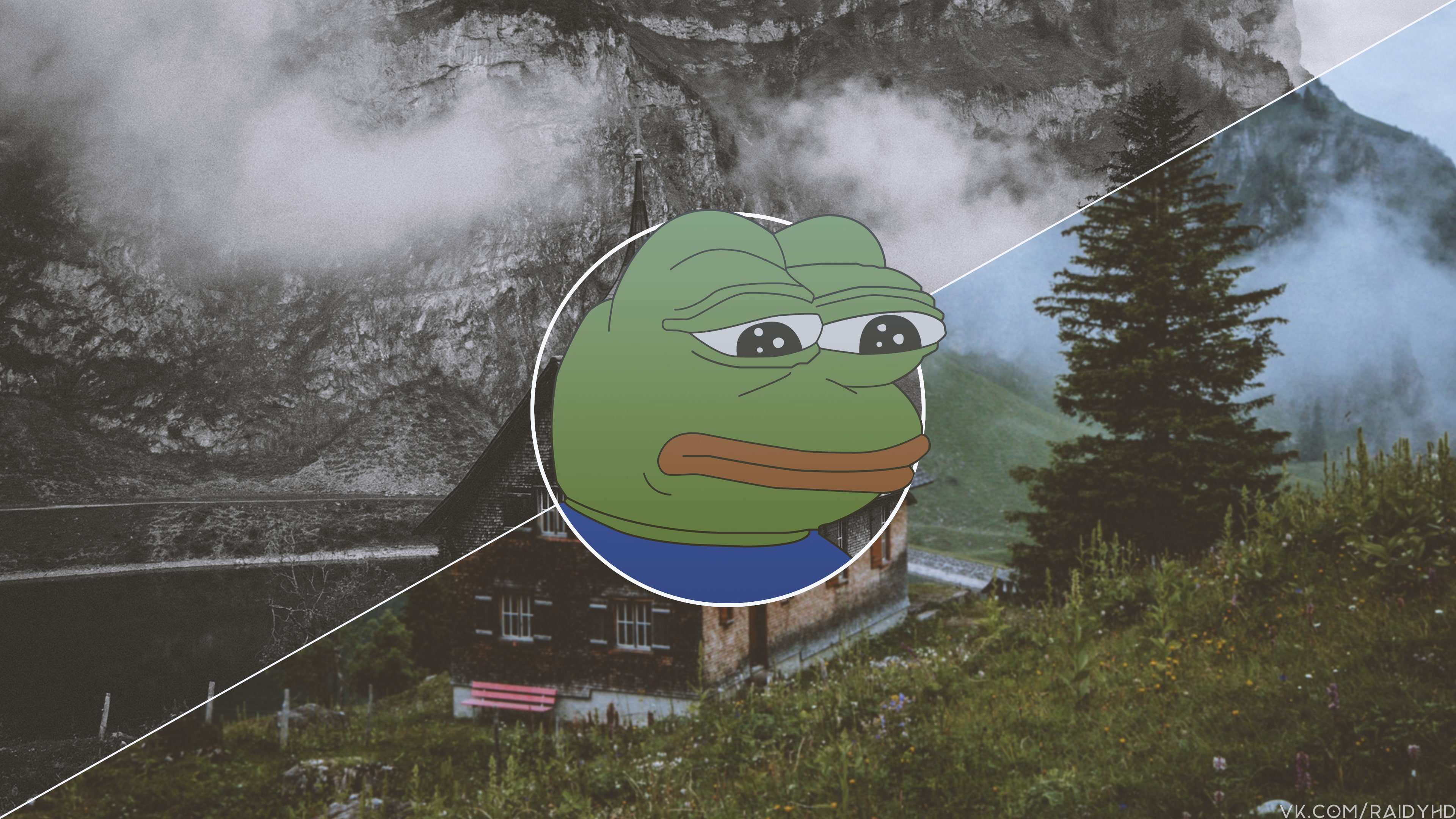 Pepe (meme), picture-in-picture, frog, trees